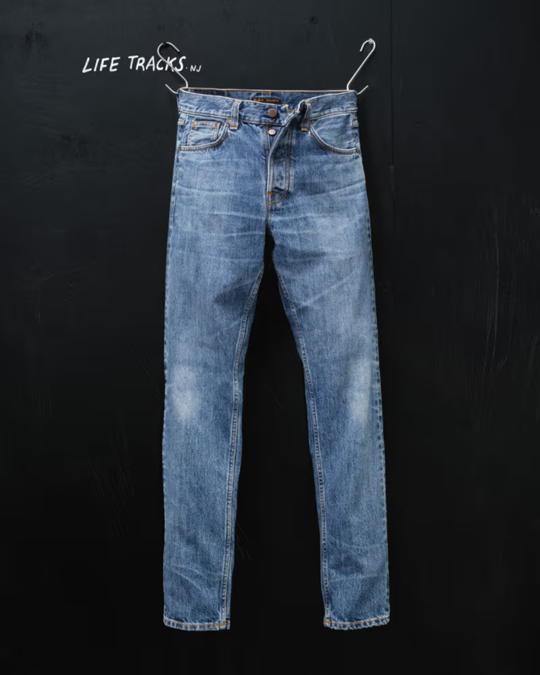 Nudie Jeans Steady Eddie II Raw Tracks — Regular fit, 100% organisch katoen Jeans | Stuen Store Tilburg
