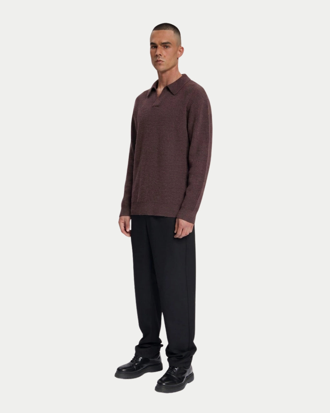 Law Of The Sea Ares Knitted Polo Huckleberry, Paarse polo | Stuen Store Tilburg