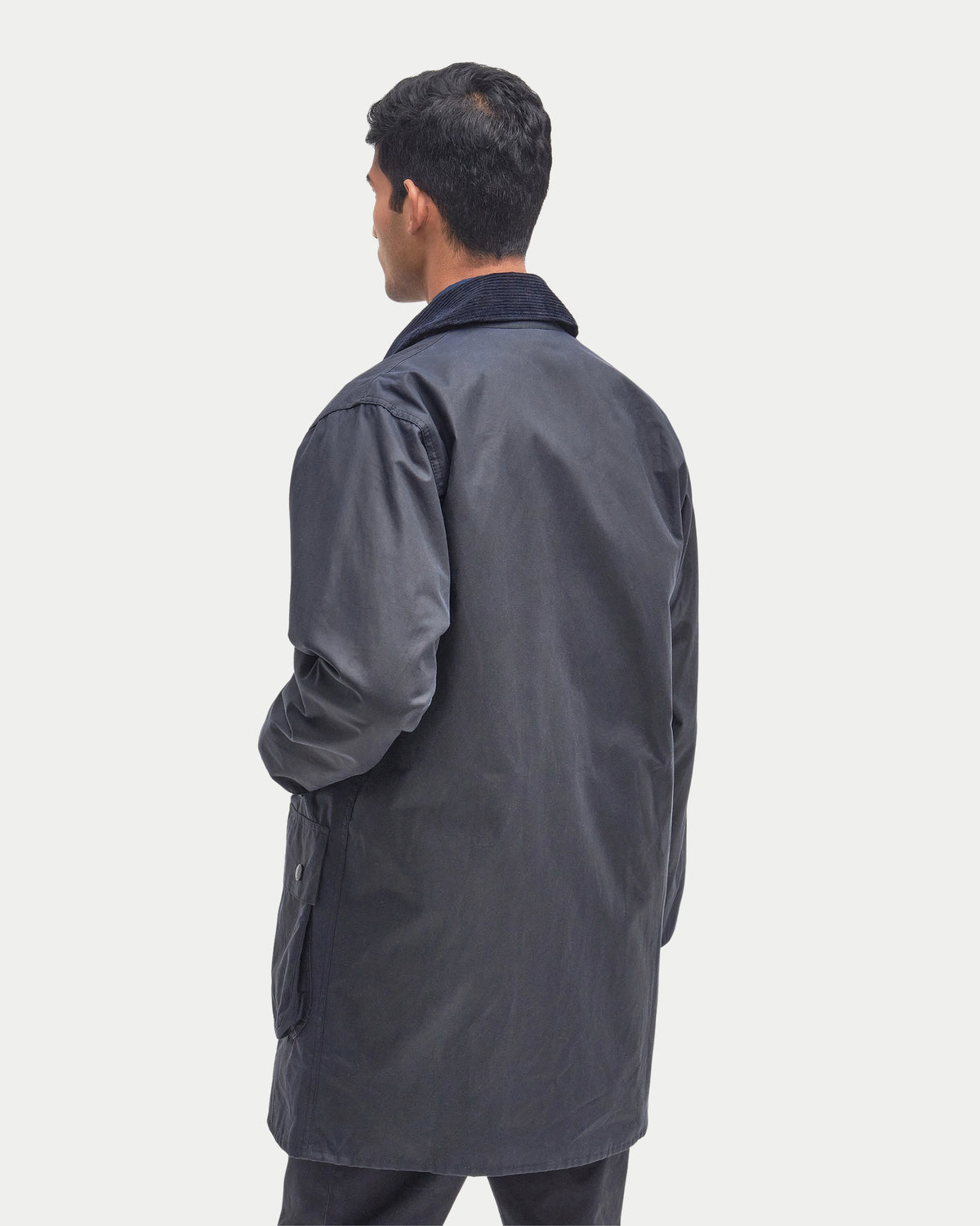 Barbour Border® Waxed Jacket Navy — Gewaxt katoen | Stuen Store Tilburg