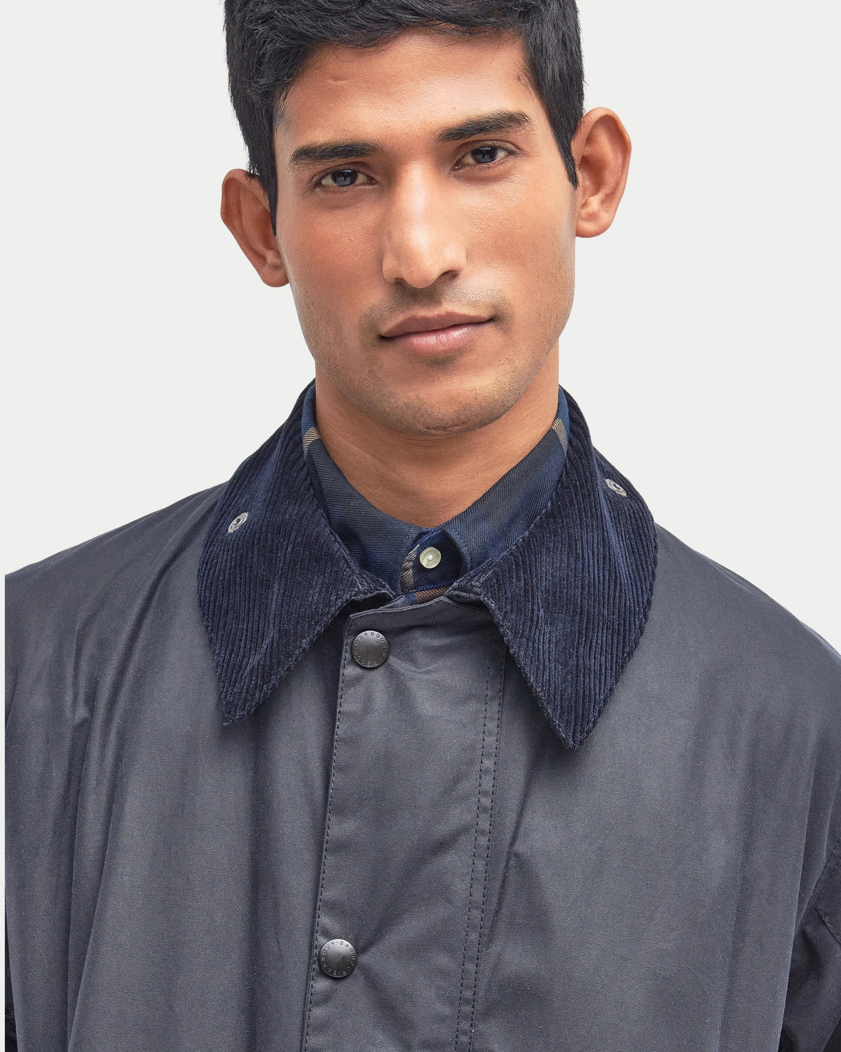Barbour Border® Waxed Jacket Navy — Gewaxt katoen | Stuen Store Tilburg