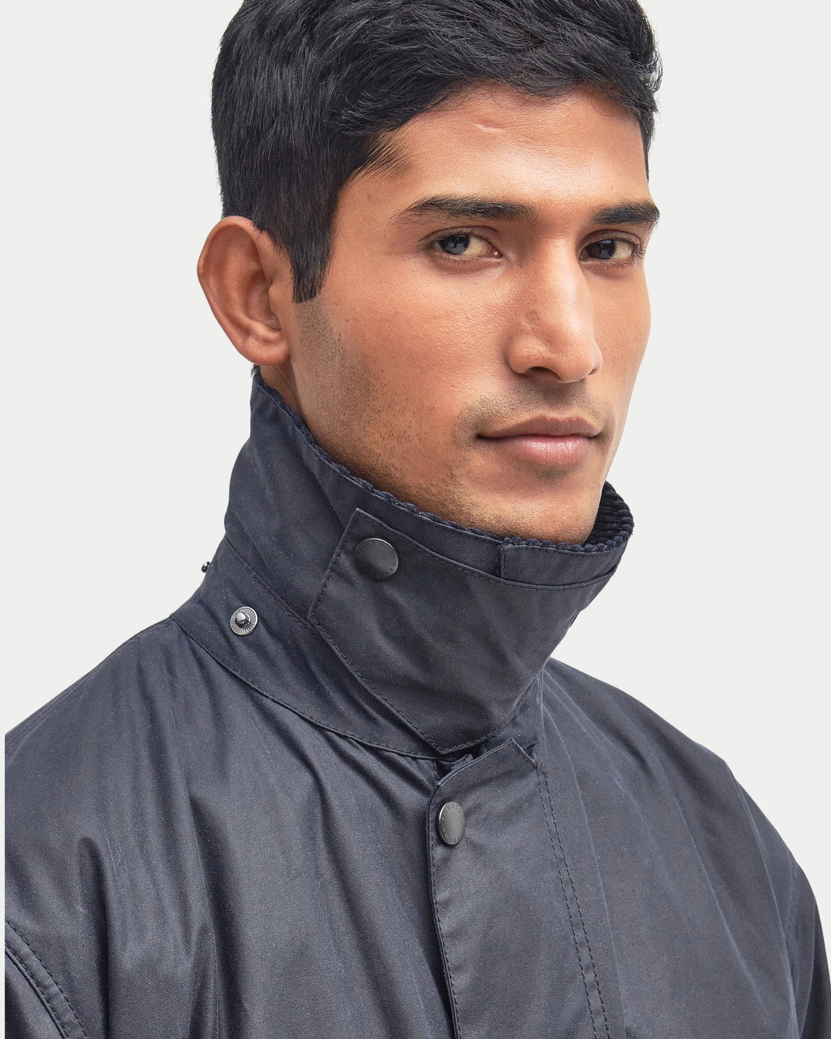 Barbour Border® Waxed Jacket Navy — Gewaxt katoen | Stuen Store Tilburg