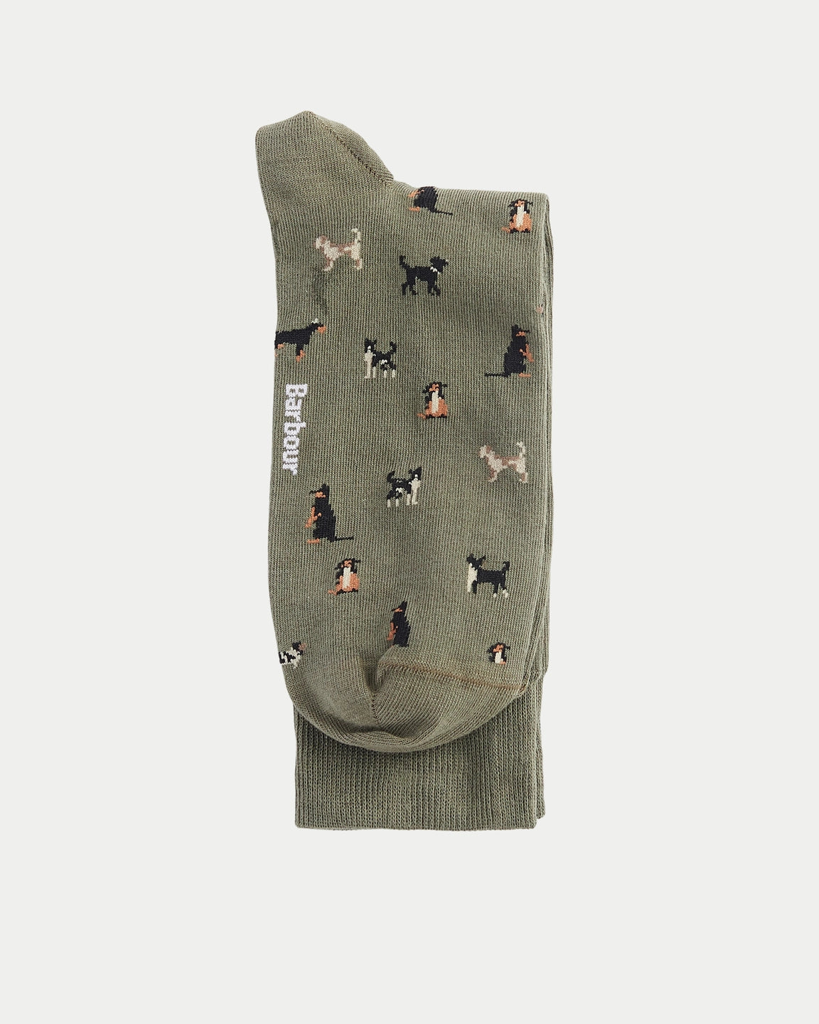 Barbour Mavin Socks Mid Olive Dogs — Zo hebben deze olijfkleurige sokken jachthonden in | Stuen Store Tilburg