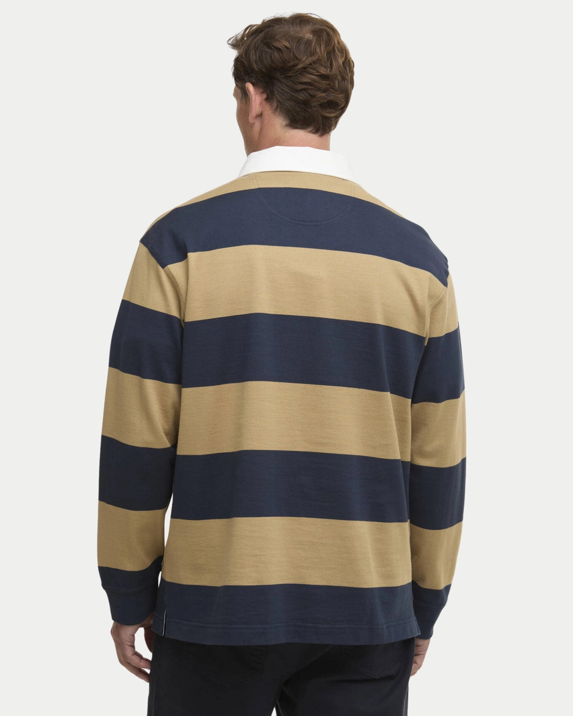 Barbour Broome Rugby Shirt Navy/Trench — Zacht katoen | Stuen Store Tilburg