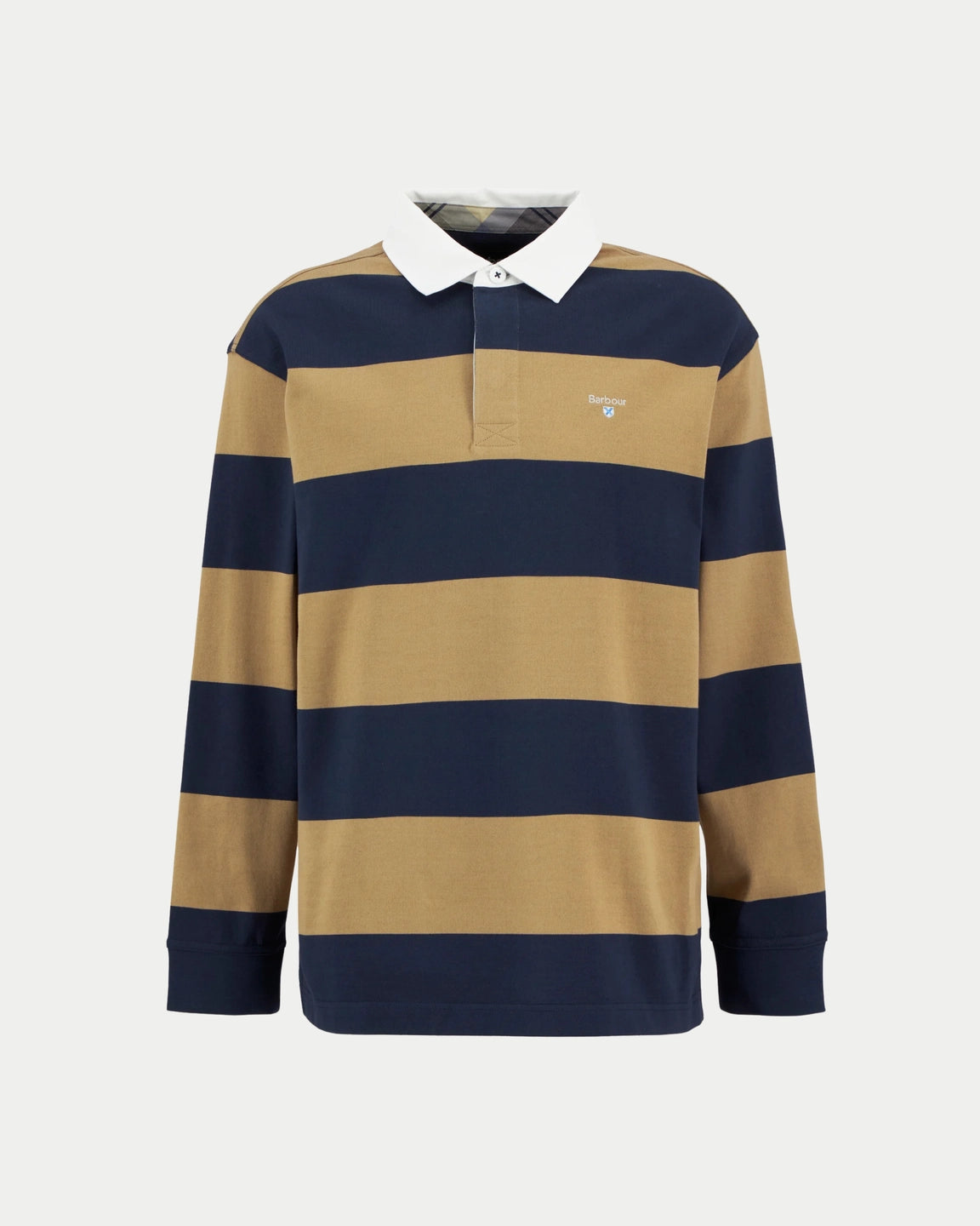 Barbour Broome Rugby Shirt Navy/Trench — Zacht katoen | Stuen Store Tilburg