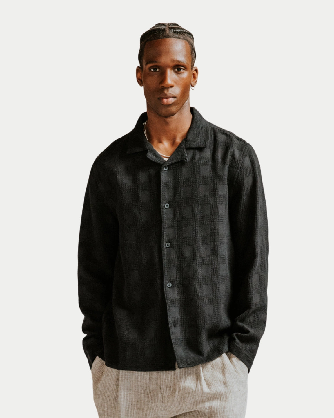 Wax London Corey Shirt Cotton Dobby Check Black - Stuen Store Tilburg | De beste herenkleding en -accessoires