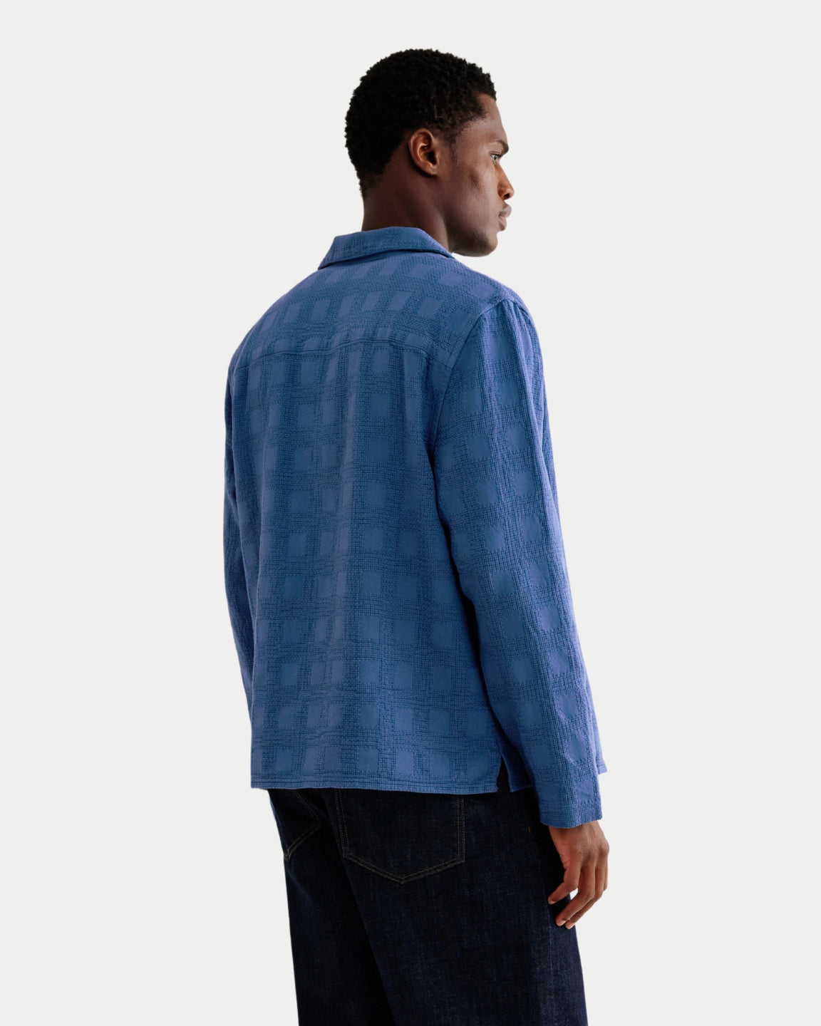 Wax London Corey Shirt Cotton Dobby Check Blue - Stuen Store Tilburg | De beste herenkleding en -accessoires