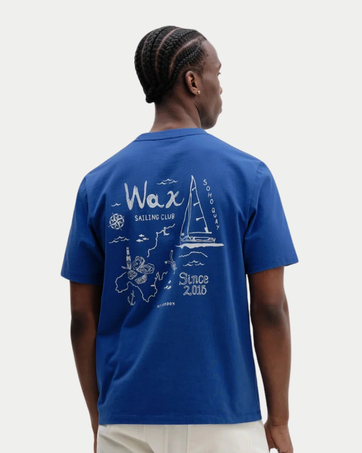 Wax London Dean Tee Sailing Map Print Blue / Ecru - Stuen Store Tilburg | De beste herenkleding en -accessoires in Tilburg