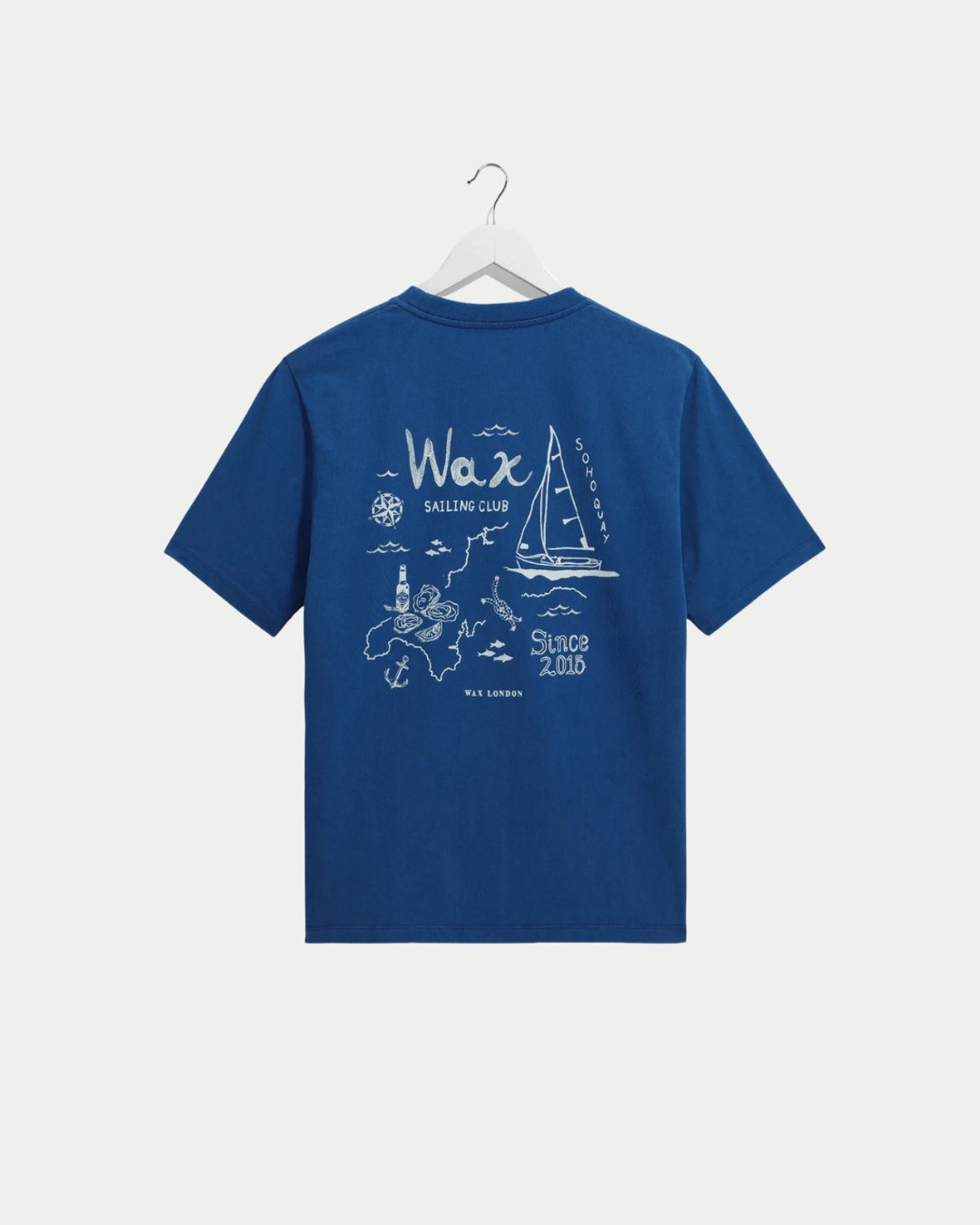 Wax London Dean Tee Sailing Map Print Blue / Ecru - Stuen Store Tilburg | De beste herenkleding en -accessoires in Tilburg