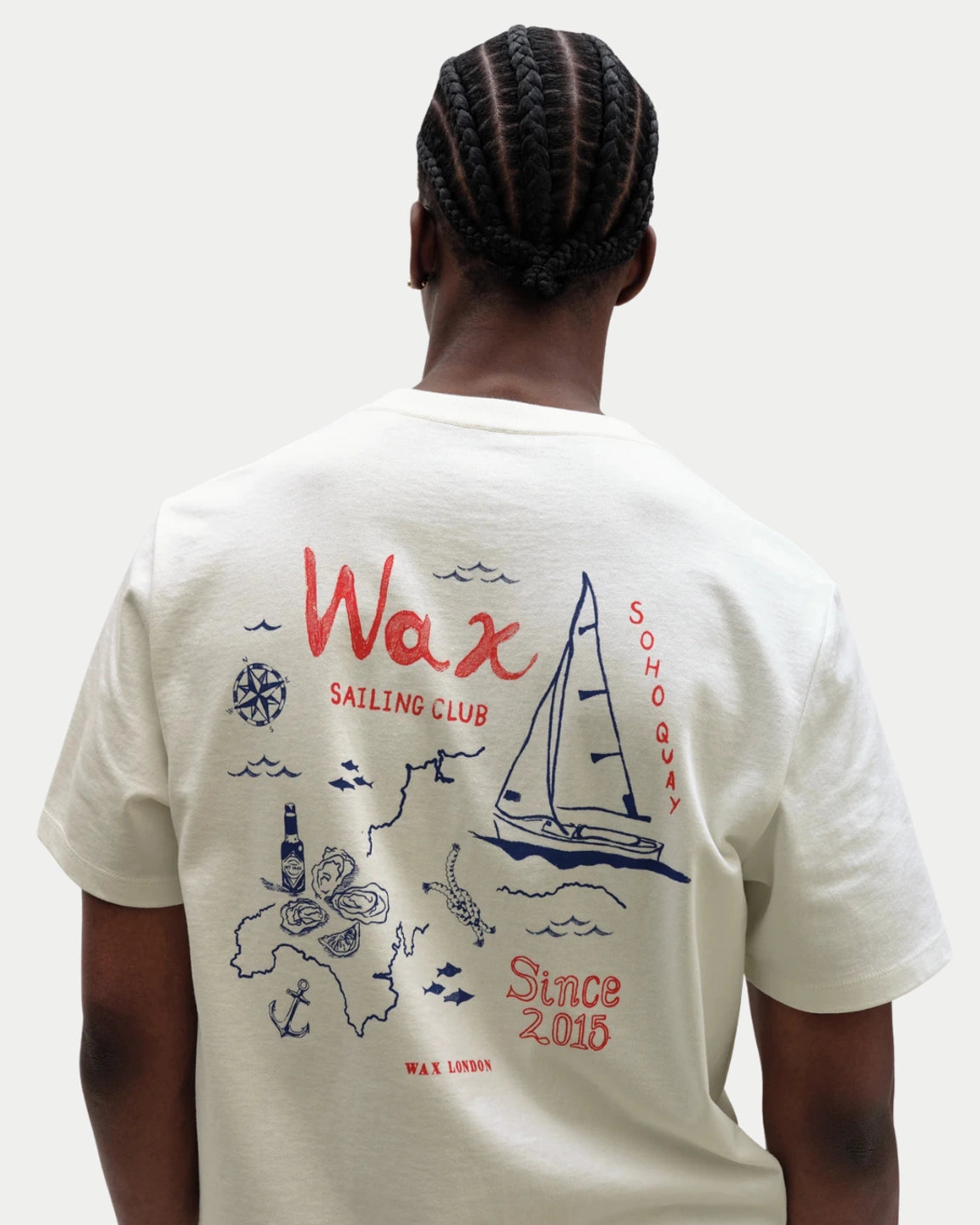 Wax London Dean Tee Sailing Map Print Off White Multi - Stuen Store Tilburg | De beste herenkleding en -accessoires in Tilburg