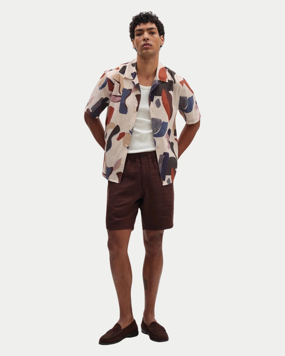 Wax London Didcot Shirt Abstract Shapes Ecru / Multi - Stuen Store Tilburg | De beste herenkleding en -accessoires in Tilburg