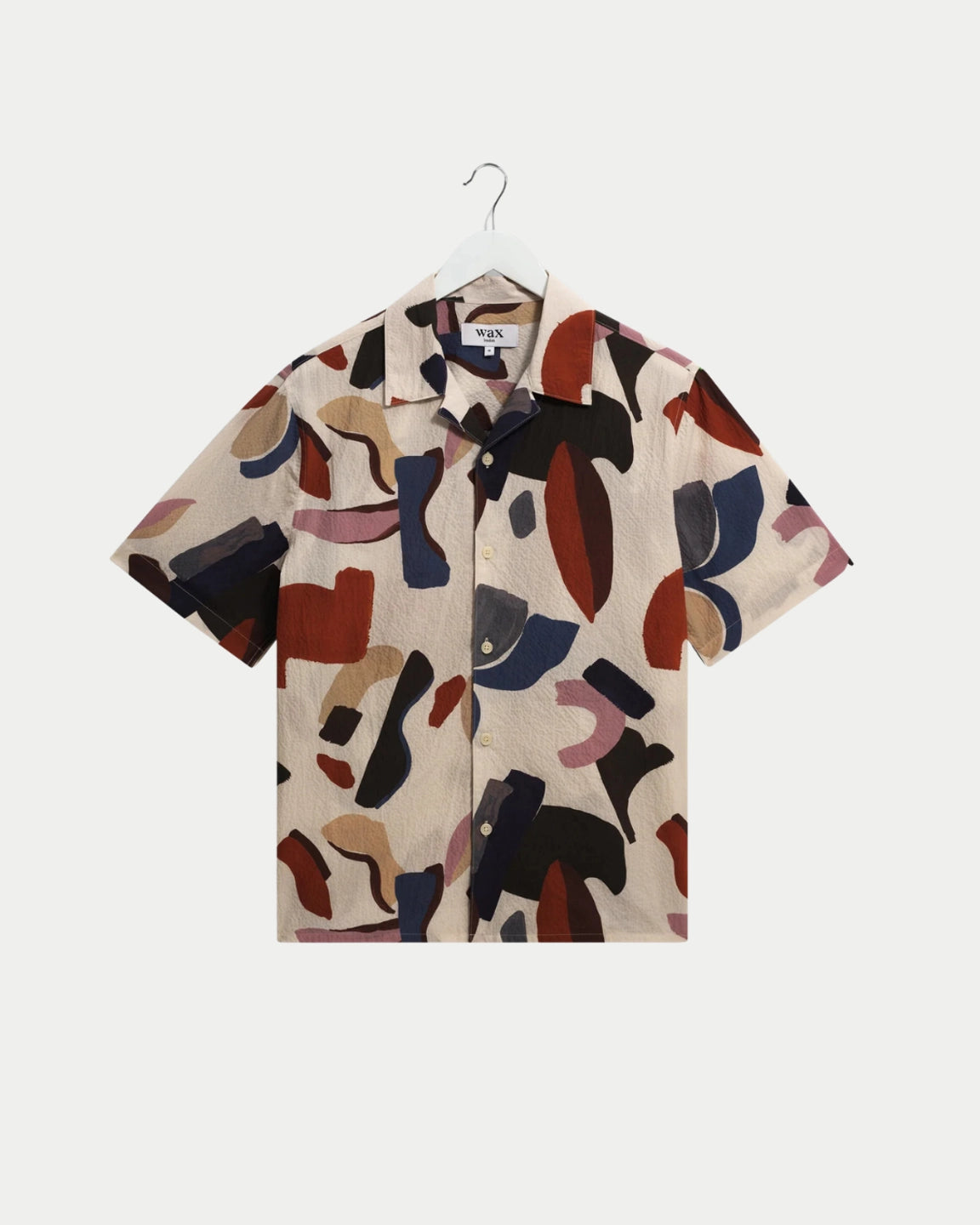 Wax London Didcot Shirt Abstract Shapes Ecru / Multi - Stuen Store Tilburg | De beste herenkleding en -accessoires in Tilburg