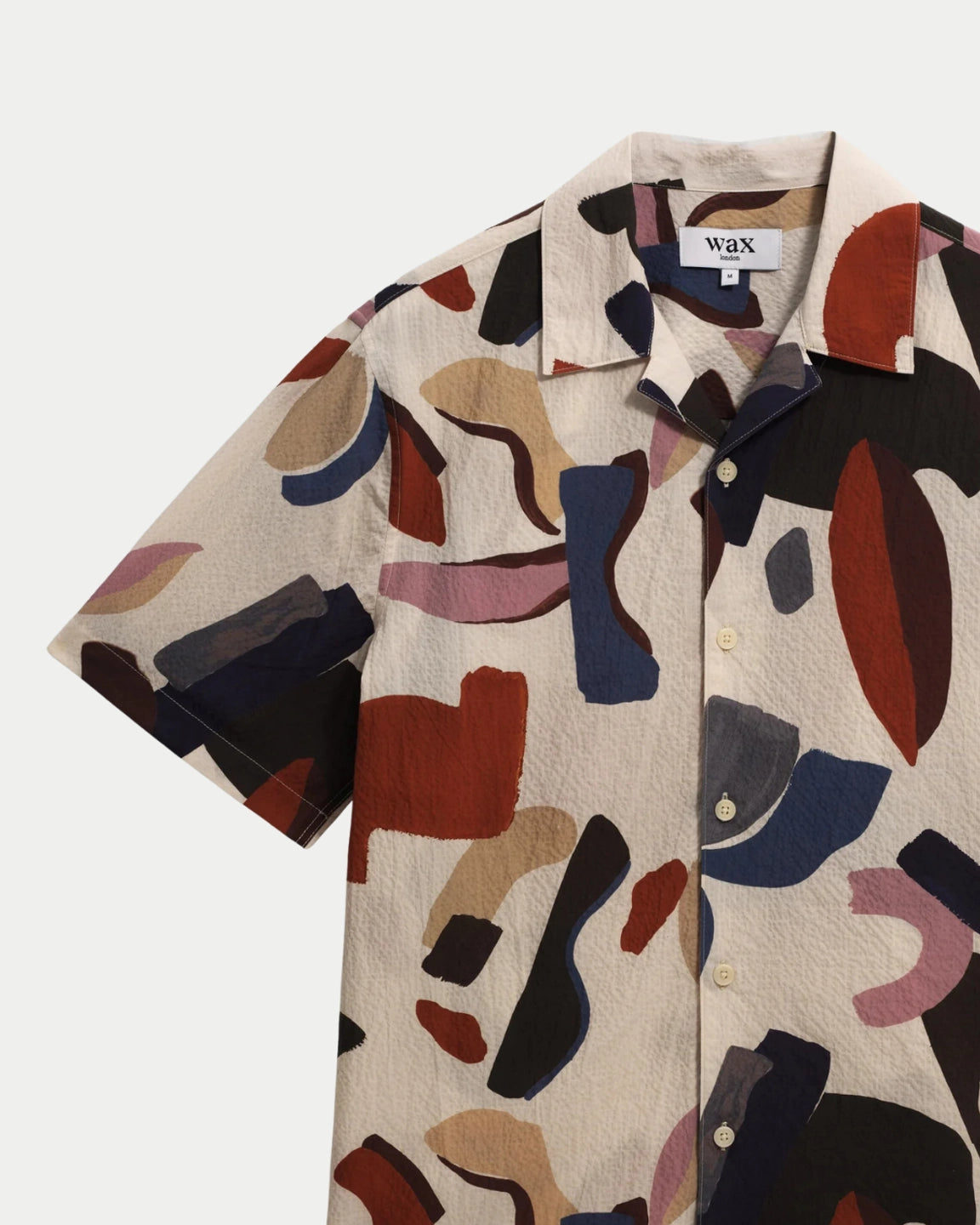 Wax London Didcot Shirt Abstract Shapes Ecru / Multi - Stuen Store Tilburg | De beste herenkleding en -accessoires in Tilburg