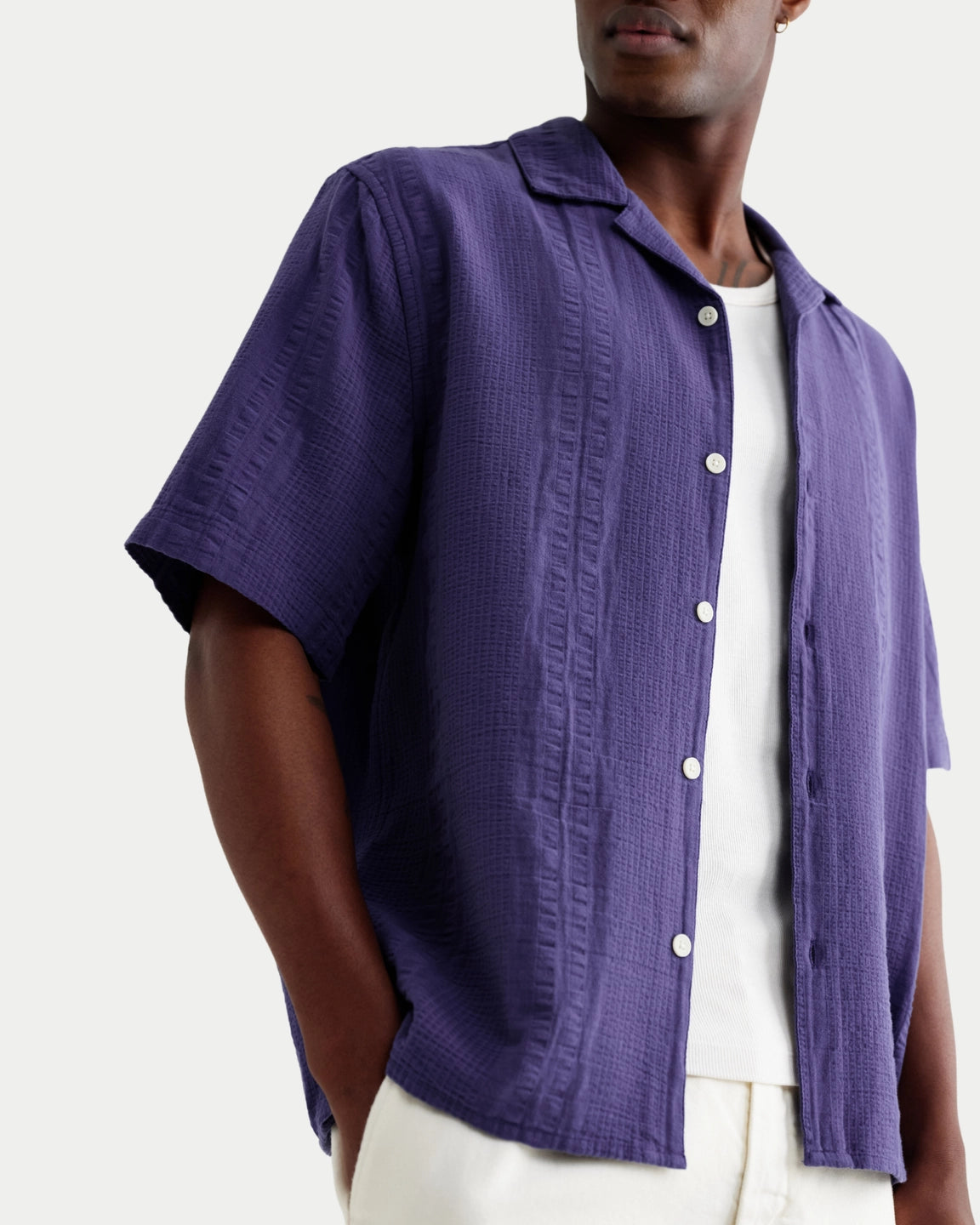 Wax London Didcot Shirt Double Weave Grid Dark Blue - Stuen Store Tilburg | De beste herenkleding en -accessoires