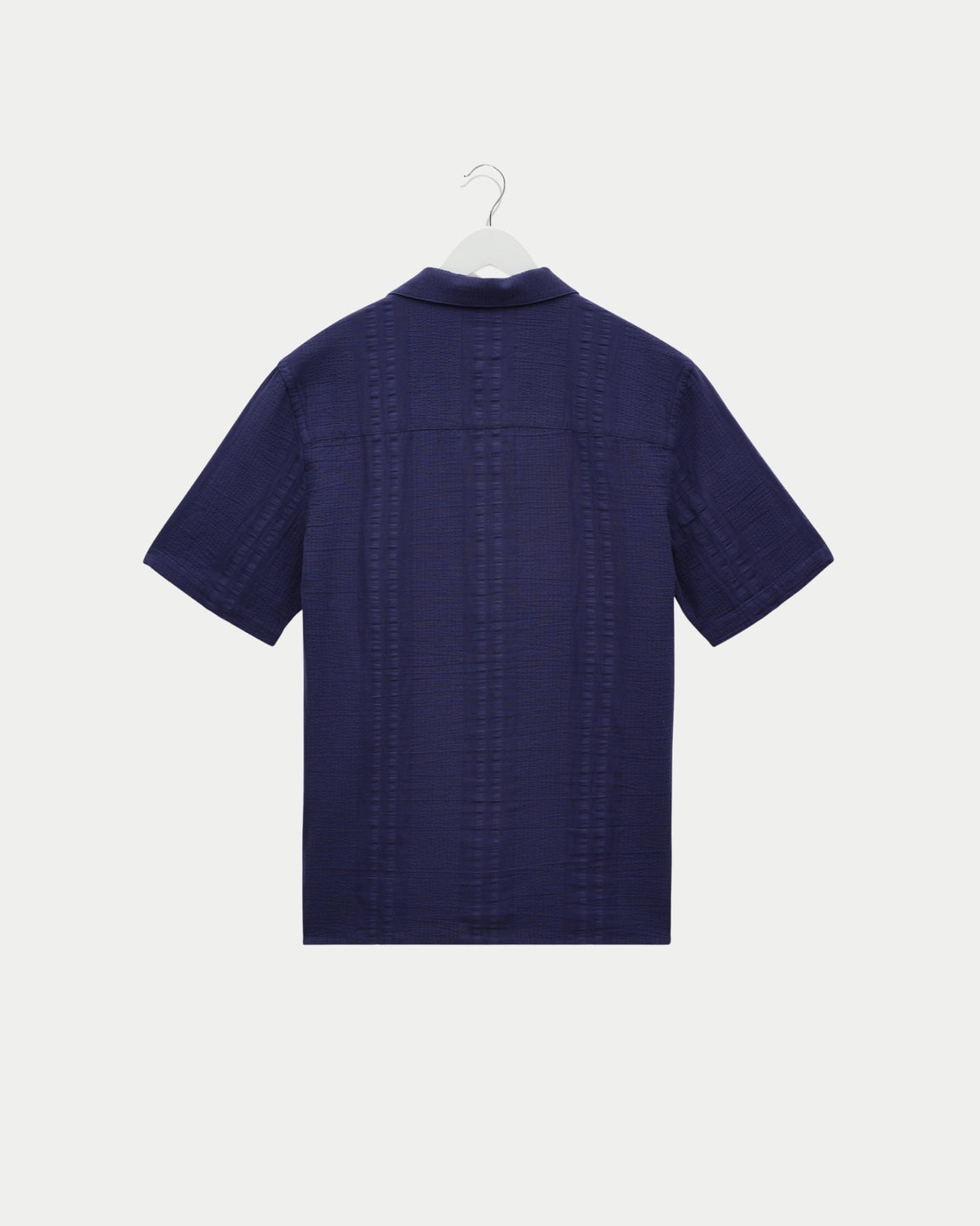 Wax London Didcot Shirt Double Weave Grid Dark Blue - Stuen Store Tilburg | De beste herenkleding en -accessoires