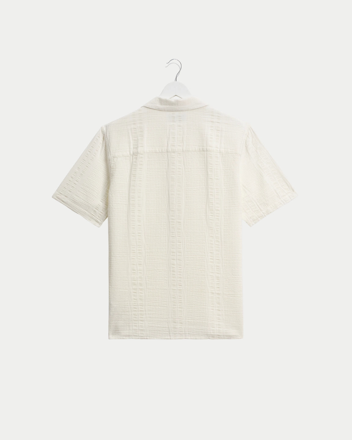 Wax London Didcot Shirt Double Weave Grid Ecru — 100% katoen Overhemd | Stuen Store Tilburg
