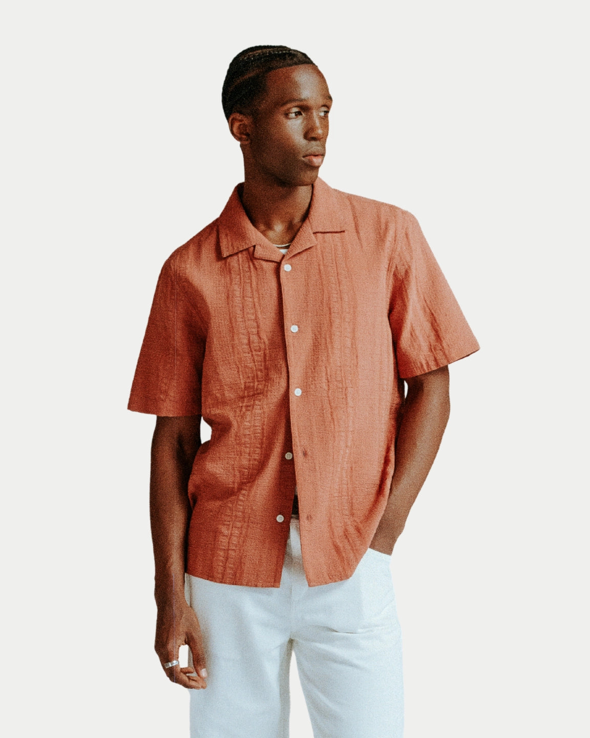 Wax London Didcot Shirt Double Weave Grid Rust - Stuen Store Tilburg | De beste herenkleding en -accessoires