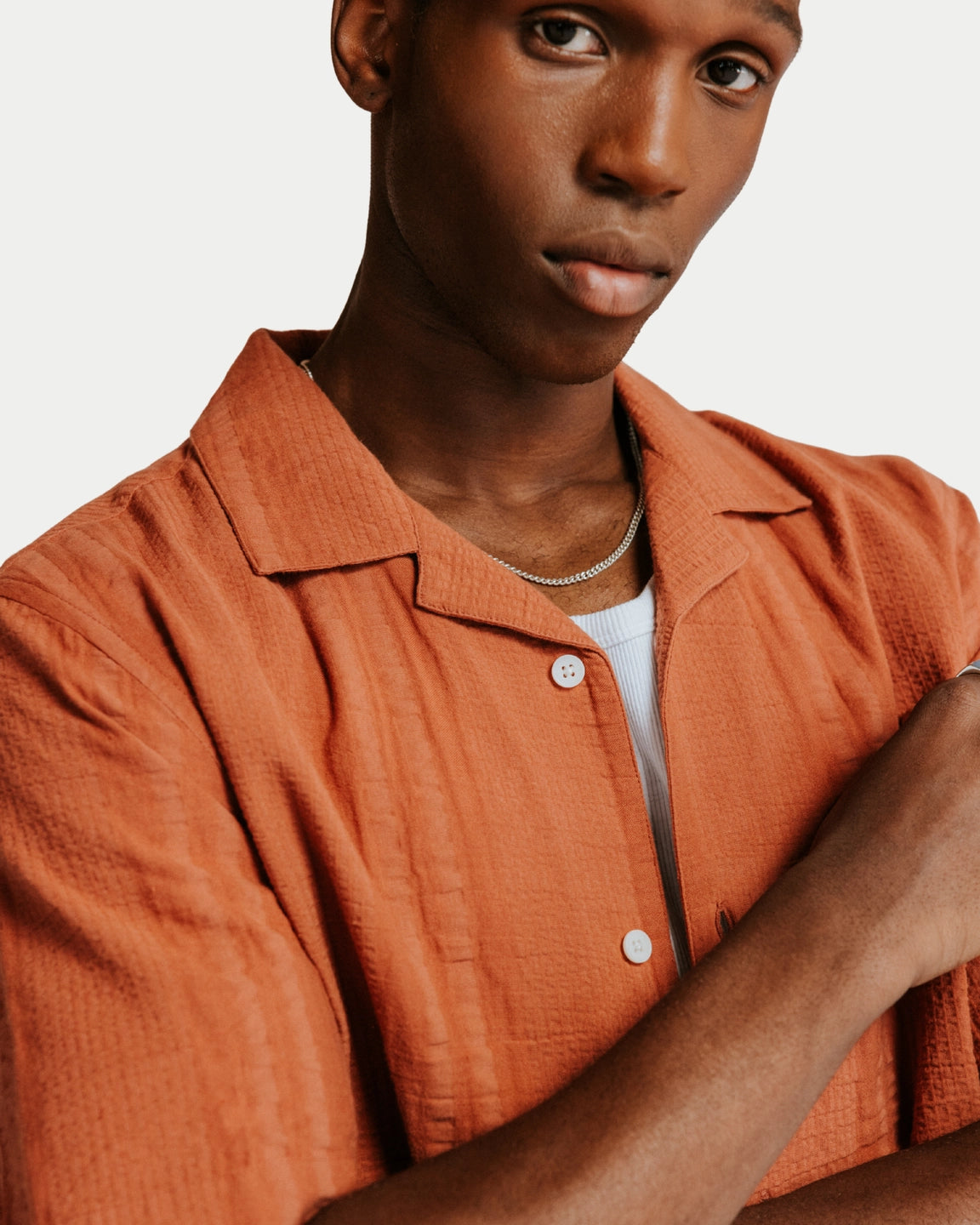 Wax London Didcot Shirt Double Weave Grid Rust - Stuen Store Tilburg | De beste herenkleding en -accessoires