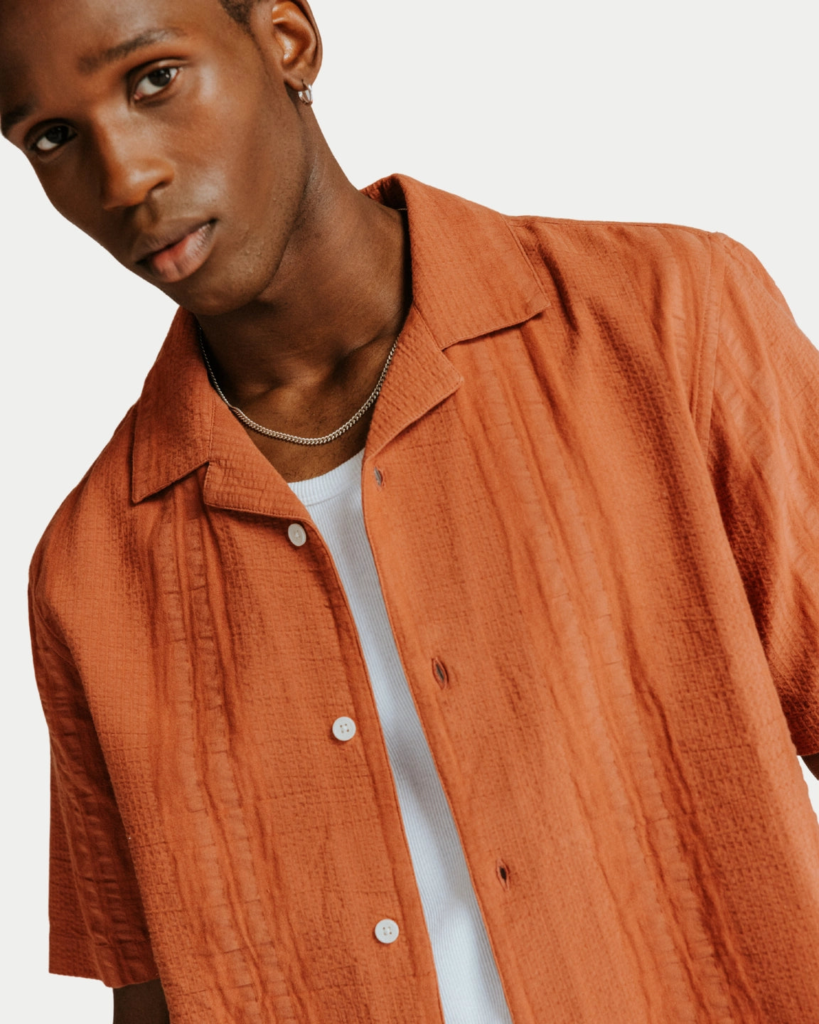 Wax London Didcot Shirt Double Weave Grid Rust - Stuen Store Tilburg | De beste herenkleding en -accessoires