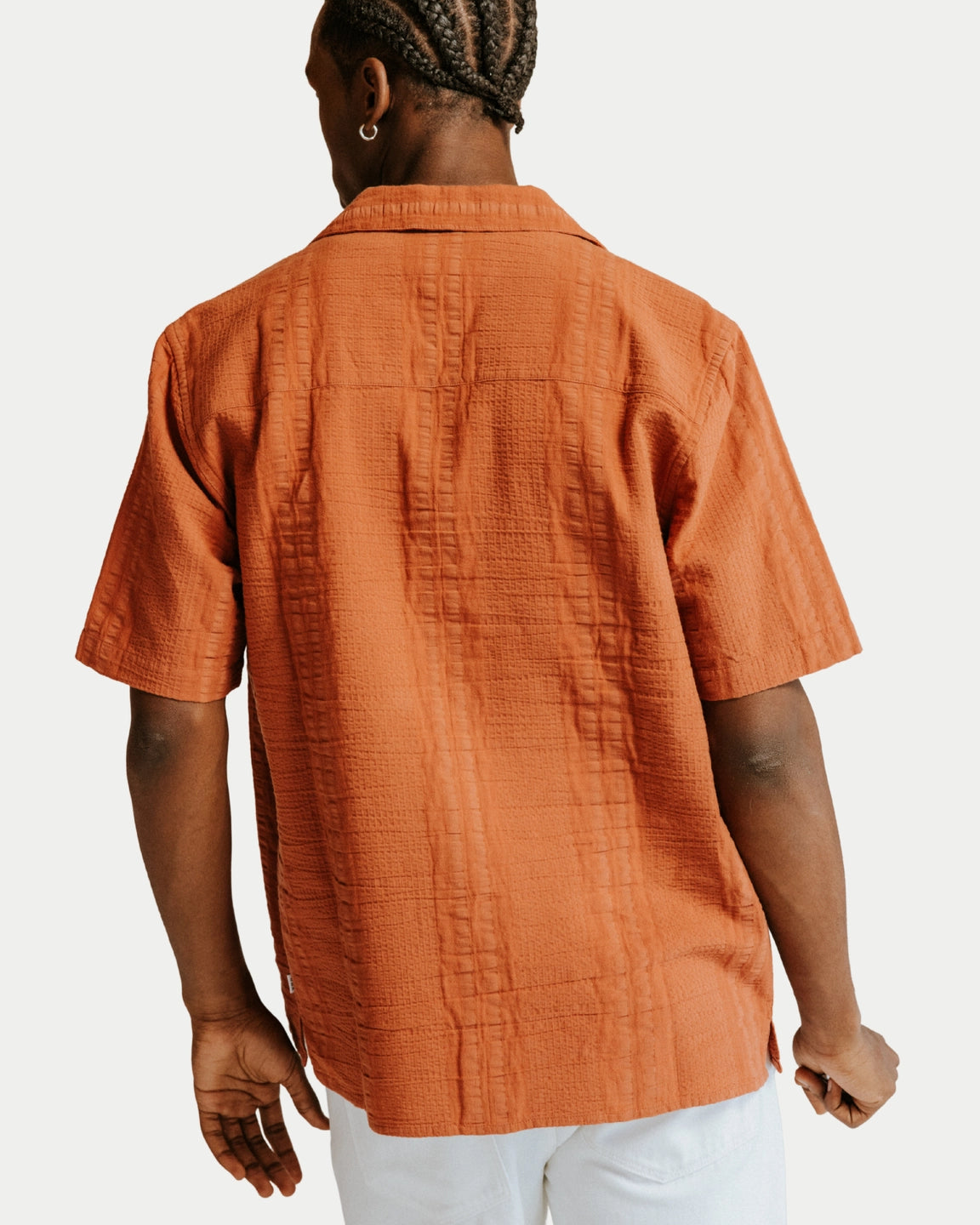 Wax London Didcot Shirt Double Weave Grid Rust - Stuen Store Tilburg | De beste herenkleding en -accessoires