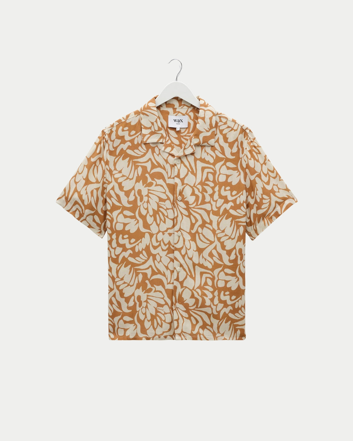 Wax London Didcot Shirt Two Tone Floral Tan/Beige — 100% viscose Overhemd | Stuen Store Tilburg