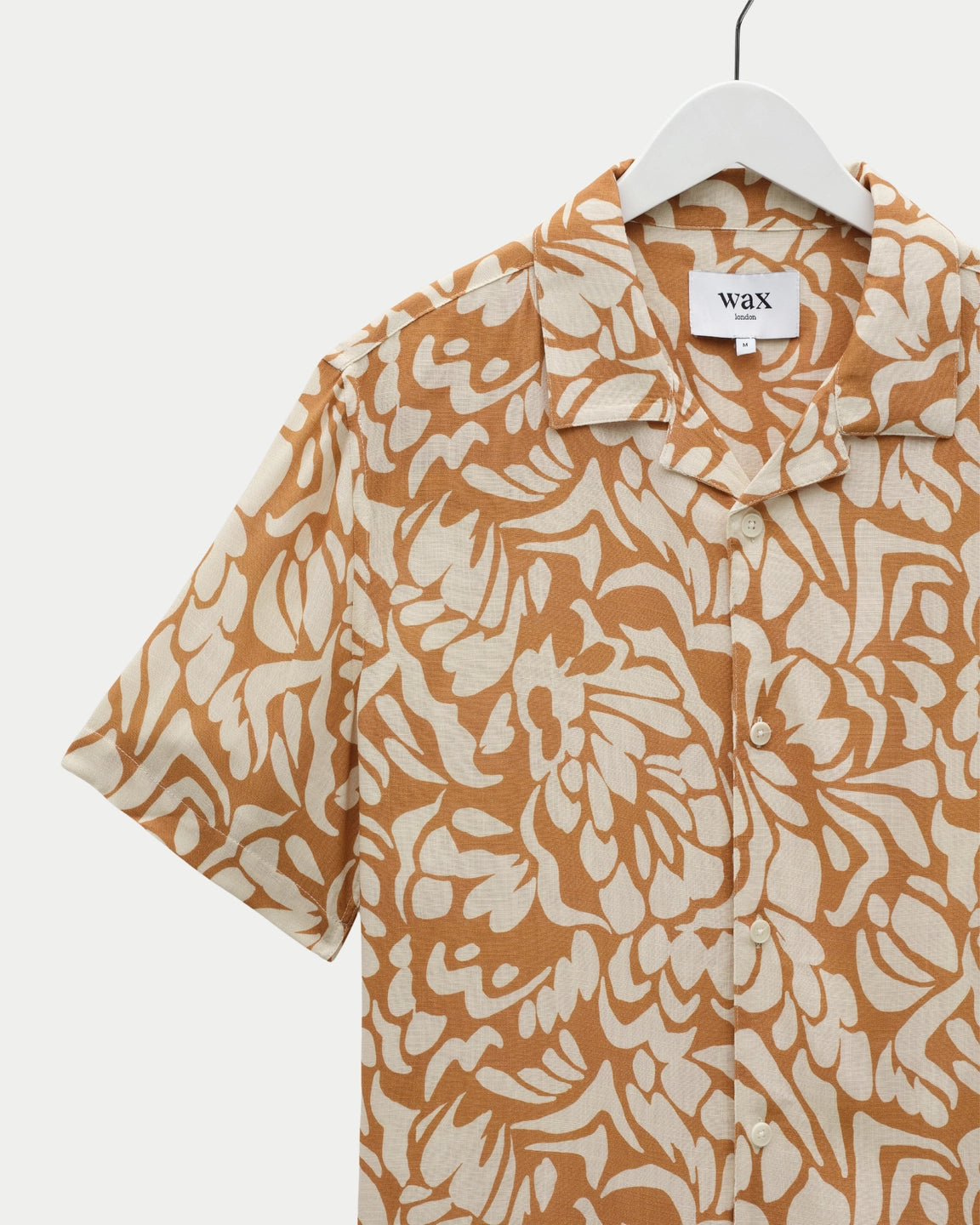 Wax London Didcot Shirt Two Tone Floral Tan/Beige — 100% viscose Overhemd | Stuen Store Tilburg