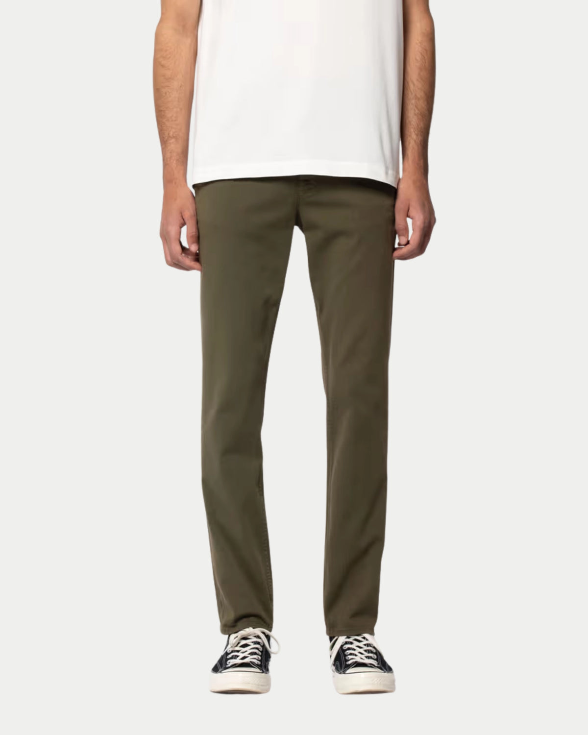 Nudie Jeans Easy Alvin Olive — Slim fit, twill | Stuen Store Tilburg