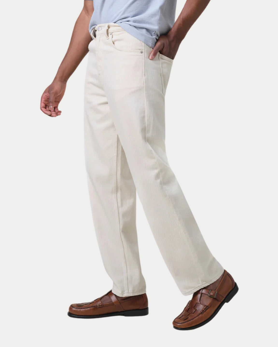 Wax London Felix Loose Fit Denim Jean Ecru — 100% katoen Jeans | Stuen Store Tilburg
