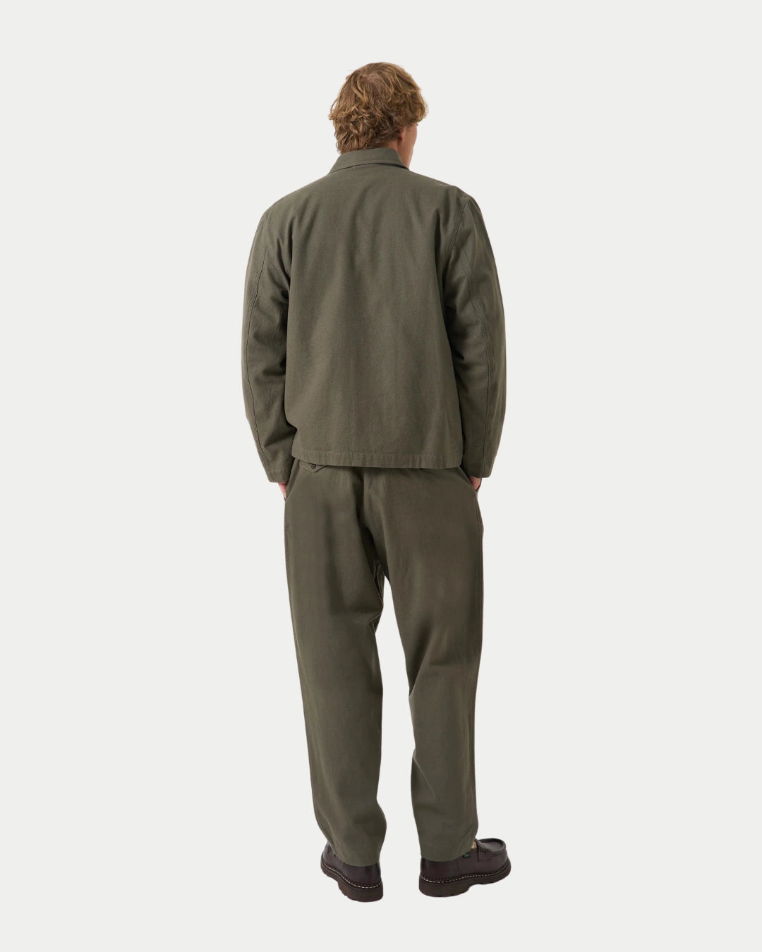 Universal Works Frank Jacket Brushed Moleskin Olive, Groene jassen | Stuen Store Tilburg