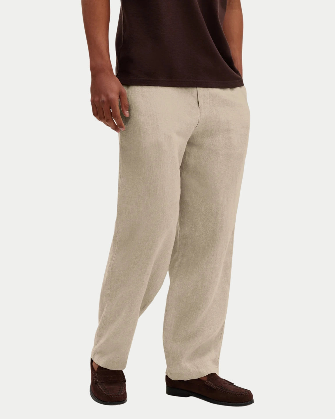 Wax London Glencoe Washed Linen Trouser Beige — Straight fit, linnen | Stuen Store Tilburg