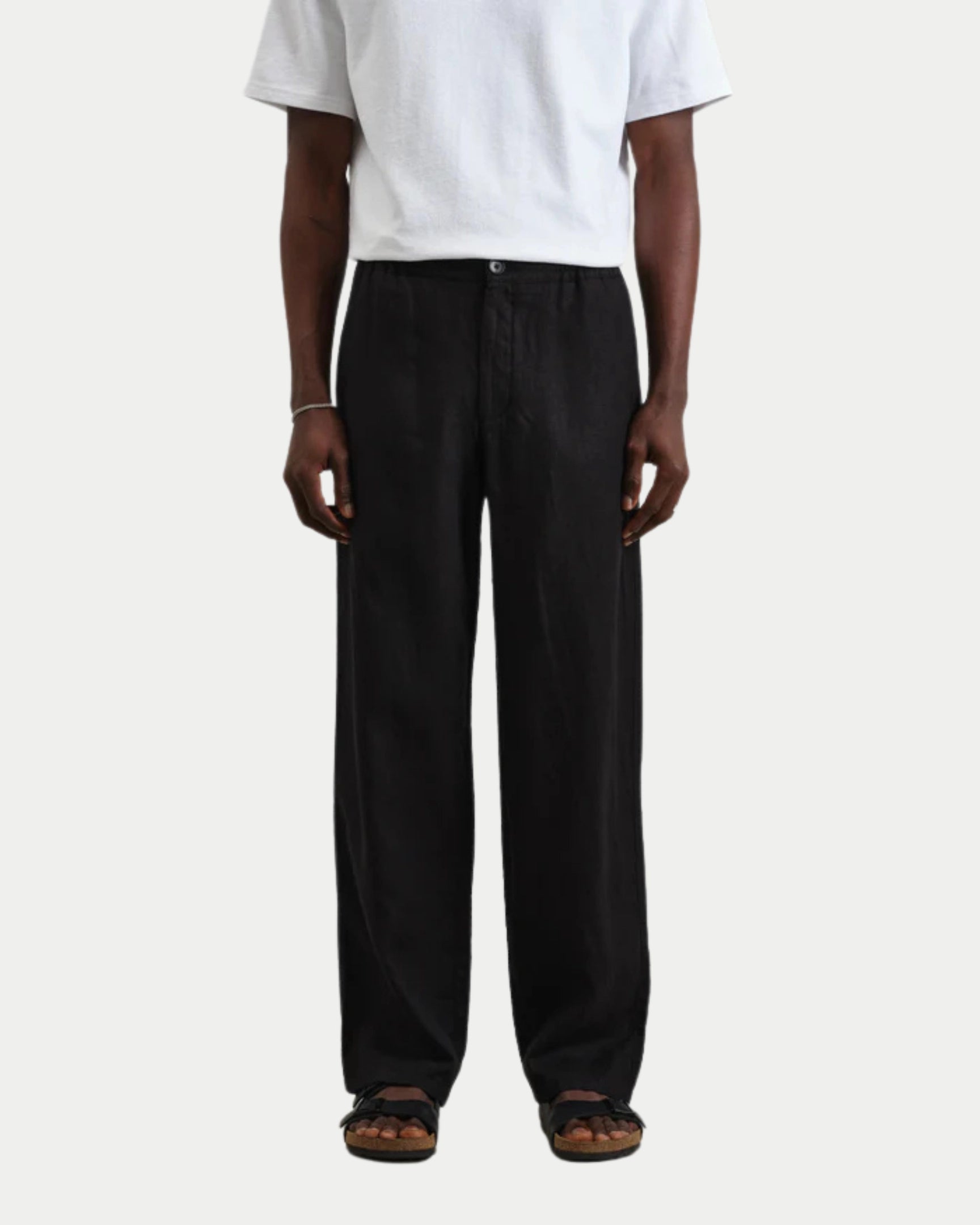 Glencoe Washed Linen Trouser Black