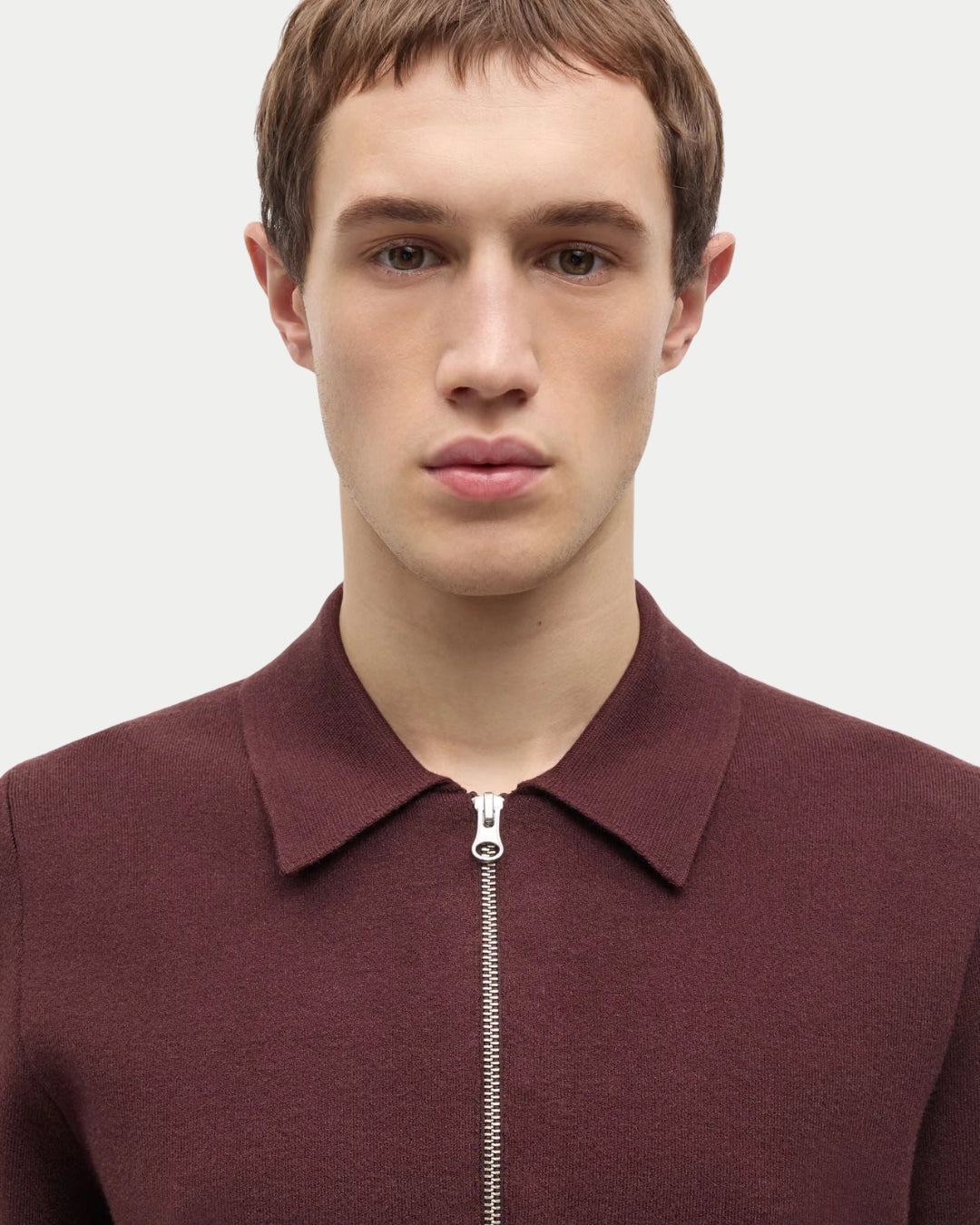 Samsøe Samsøe Guna Half Zip Bitter Chocolate, Regular fit bruine sweater van viscose | Stuen Store Tilburg