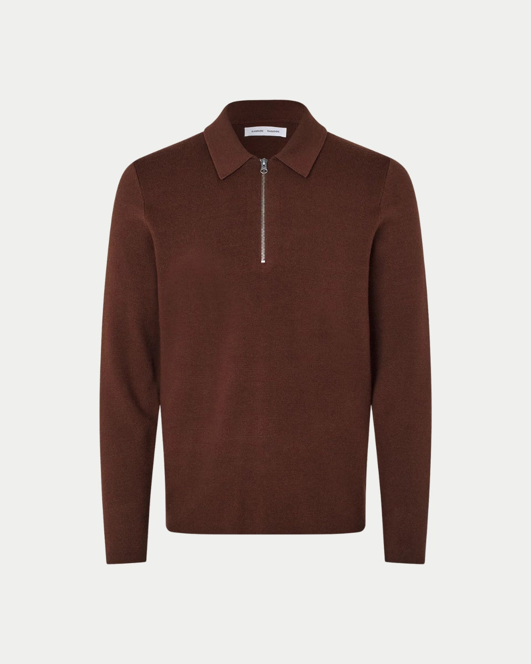 Samsøe Samsøe Guna Half Zip Bitter Chocolate, Regular fit bruine sweater van viscose | Stuen Store Tilburg