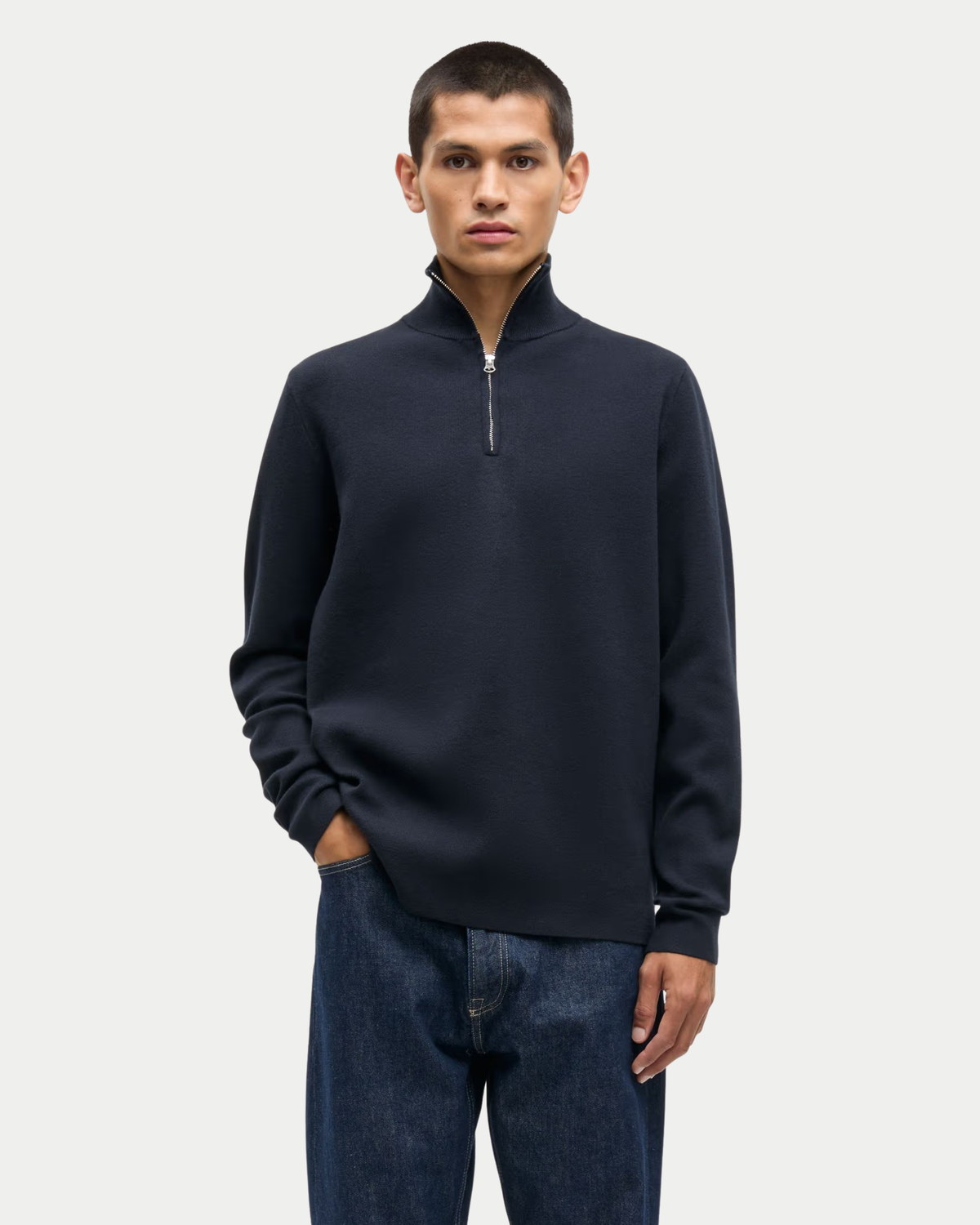 Samsøe Samsøe Gunan Turtle Neck Zip Sky Captain — quarter zip pullover van Samsøe Samsøe is niet | Stuen Store Tilburg