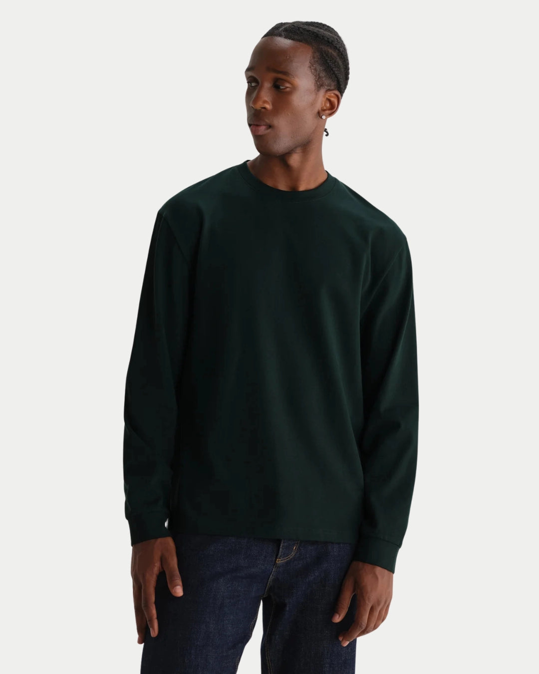 Wax London Hayden Long Sleeve Dark Green, Bruine longsleeve van zwaar biologisch katoen | Stuen Store Tilburg