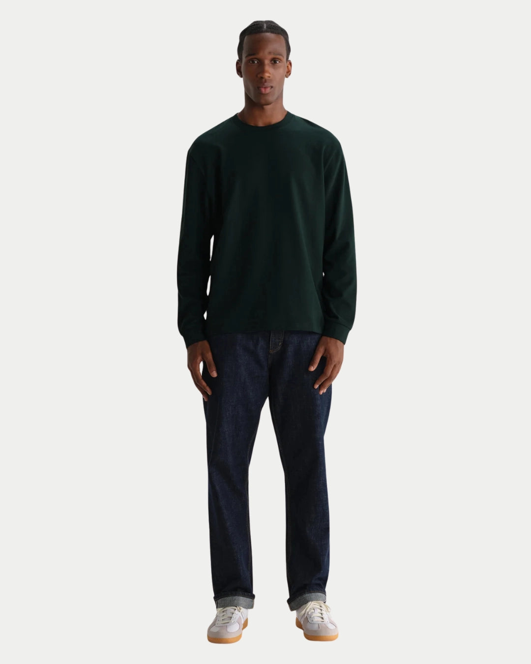 Wax London Hayden Long Sleeve Dark Green, Bruine longsleeve van zwaar biologisch katoen | Stuen Store Tilburg