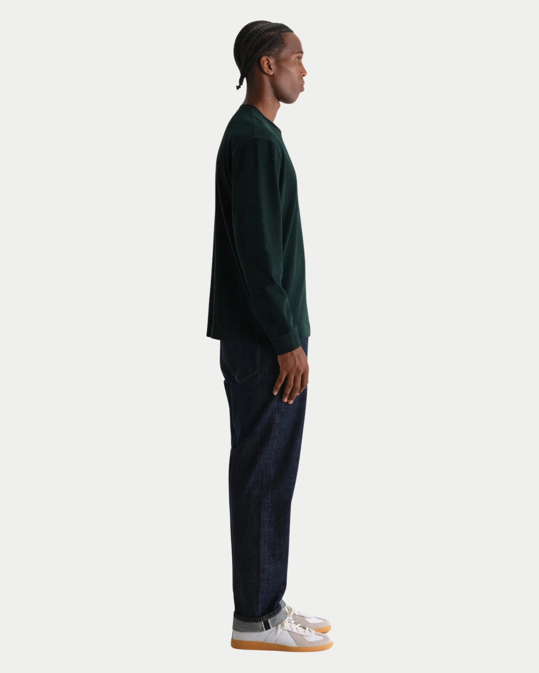 Wax London Hayden Long Sleeve Dark Green, Bruine longsleeve van zwaar biologisch katoen | Stuen Store Tilburg