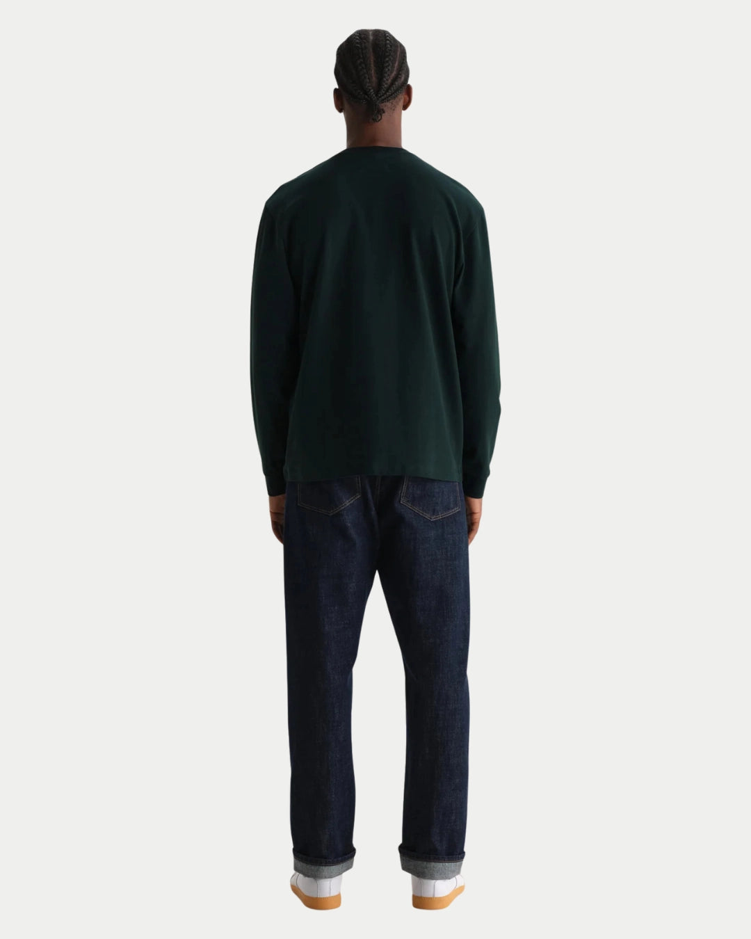 Wax London Hayden Long Sleeve Dark Green, Bruine longsleeve van zwaar biologisch katoen | Stuen Store Tilburg