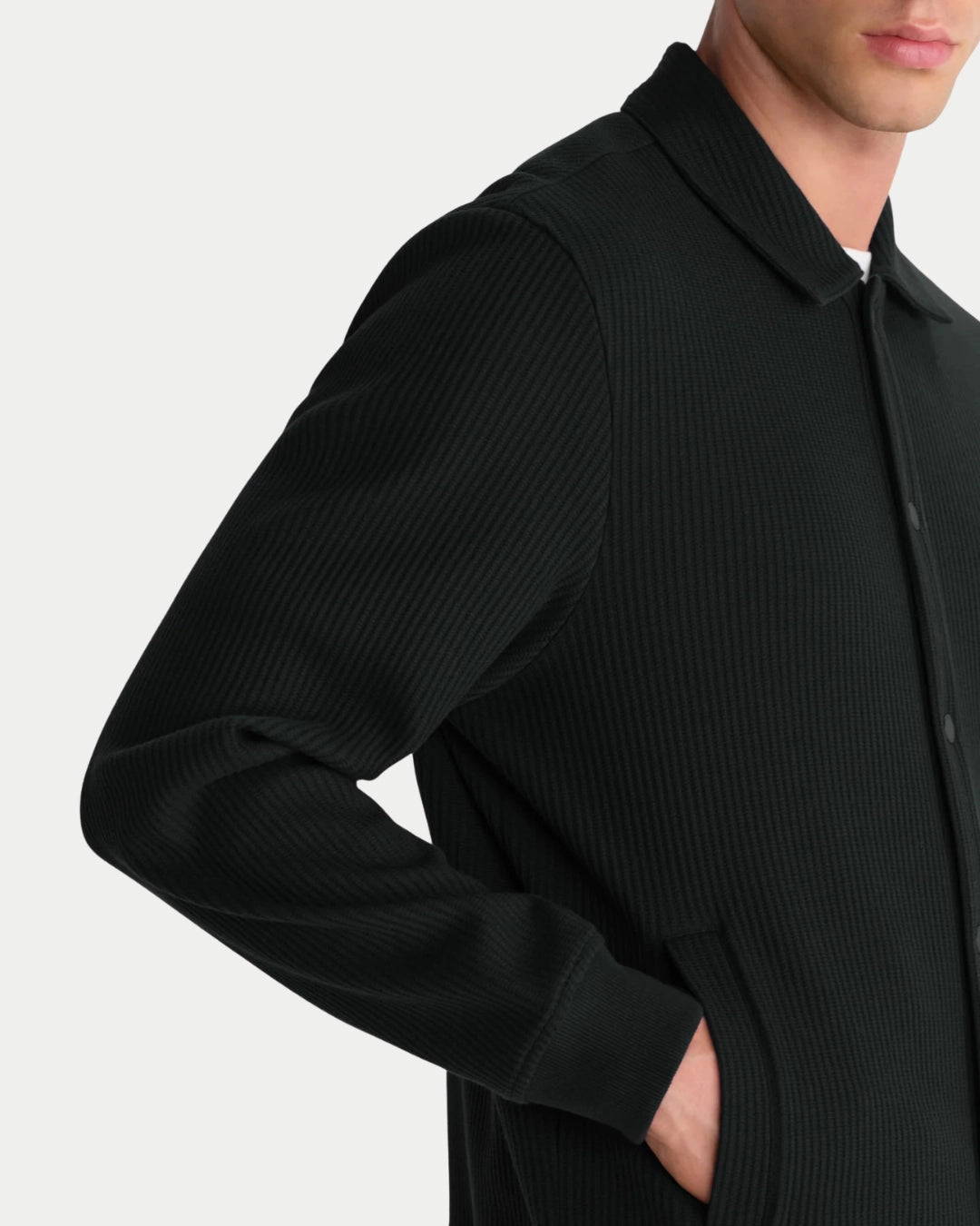 Wax London Hays Waffle Jersey Overshirt Dark Green, Groene overshirt van biologisch katoen | Stuen Store Tilburg