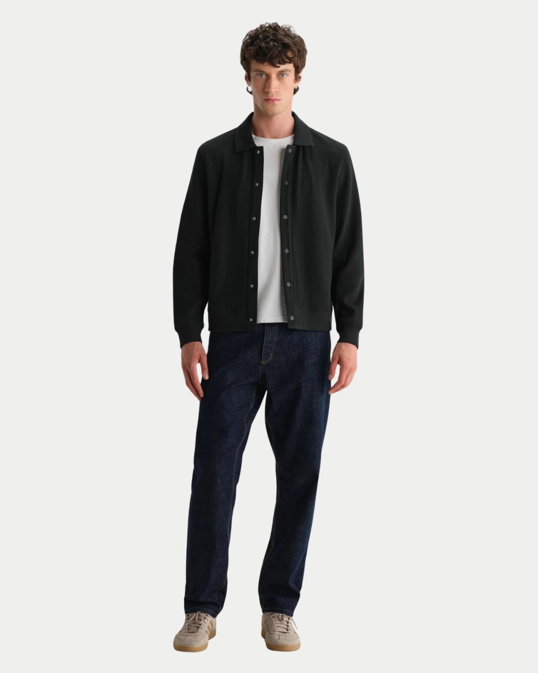 Wax London Hays Waffle Jersey Overshirt Dark Green, Groene overshirt van biologisch katoen | Stuen Store Tilburg