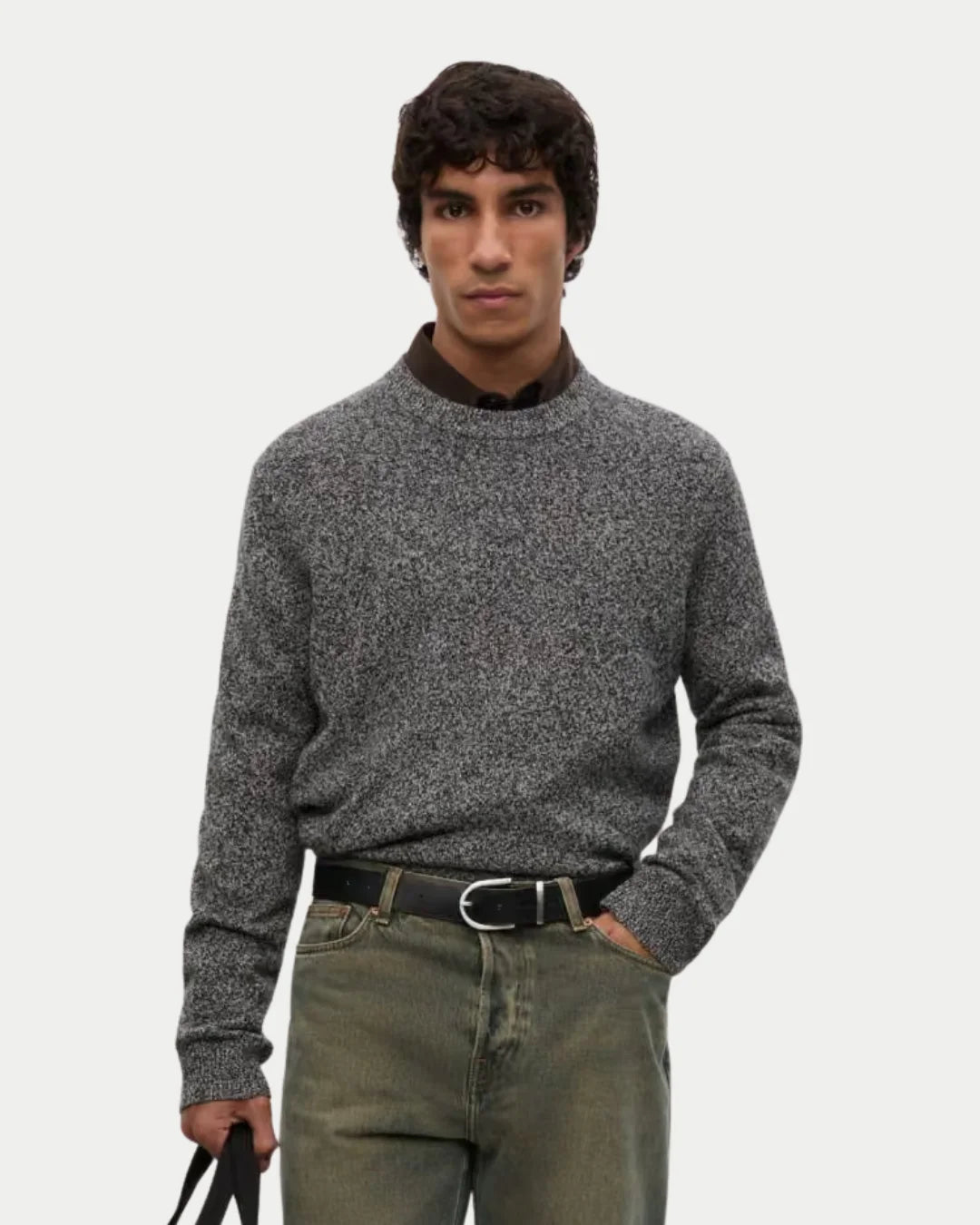 Pull En Maille Isak Noir Blanc Mélange