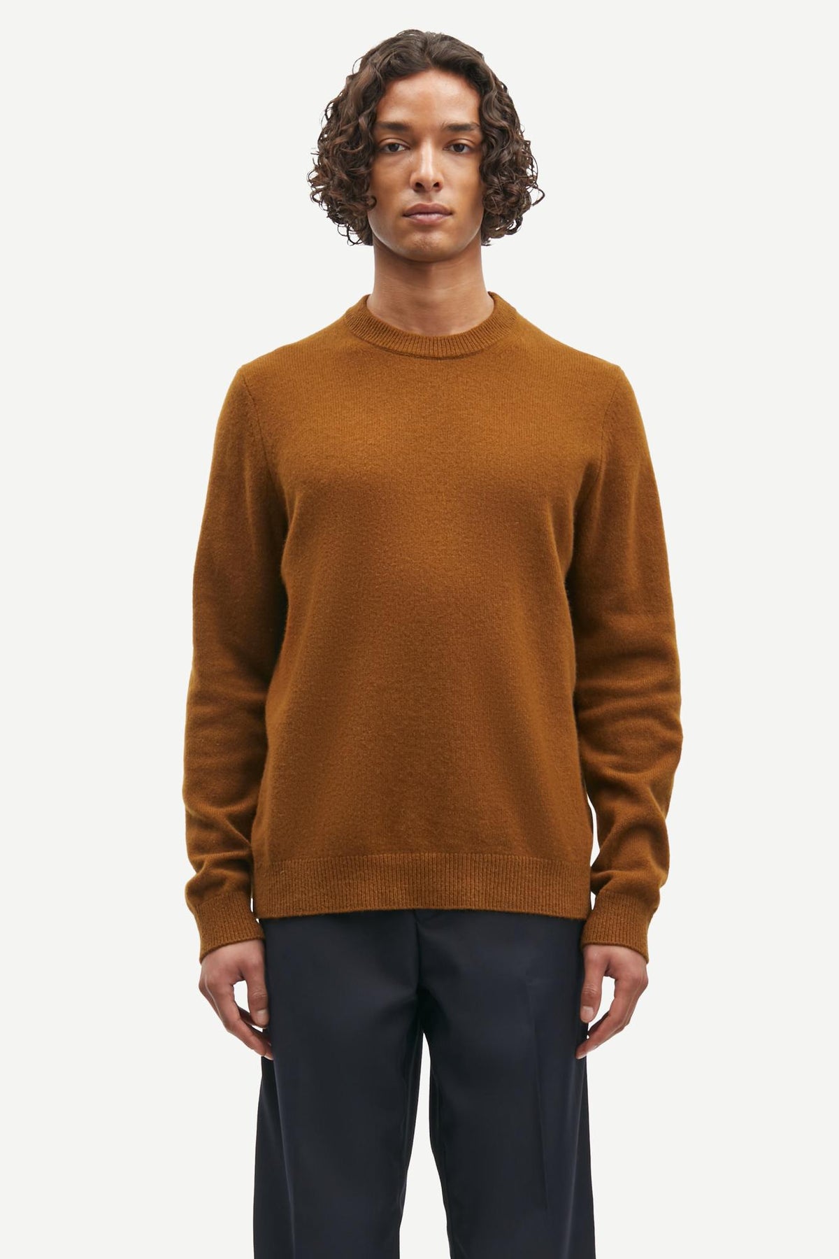 Samsøe Samsøe Isak Knit Sweater Nuthatch — 100% merino wol | Stuen Store Tilburg