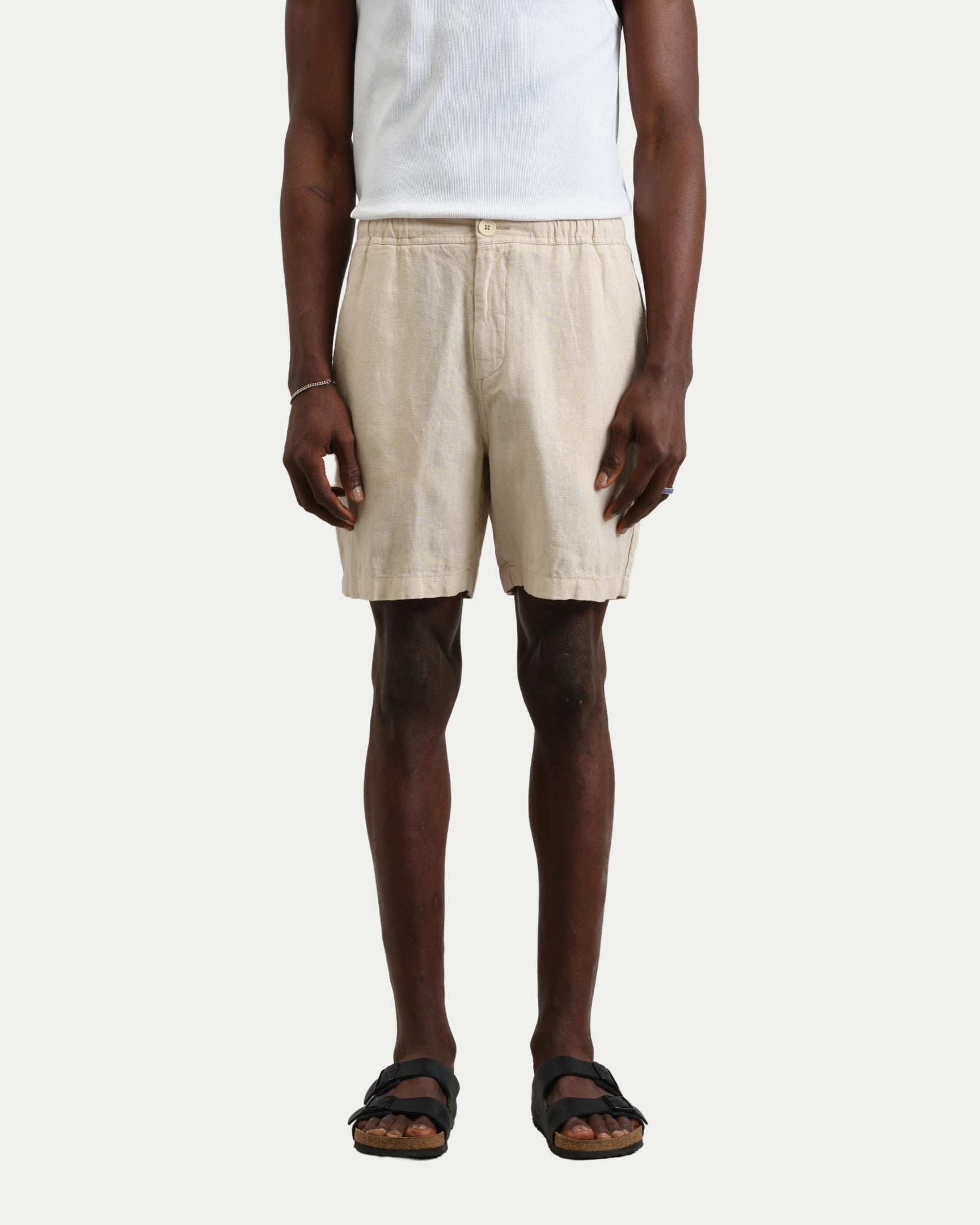 Kurt Washed Linen Shorts Beige