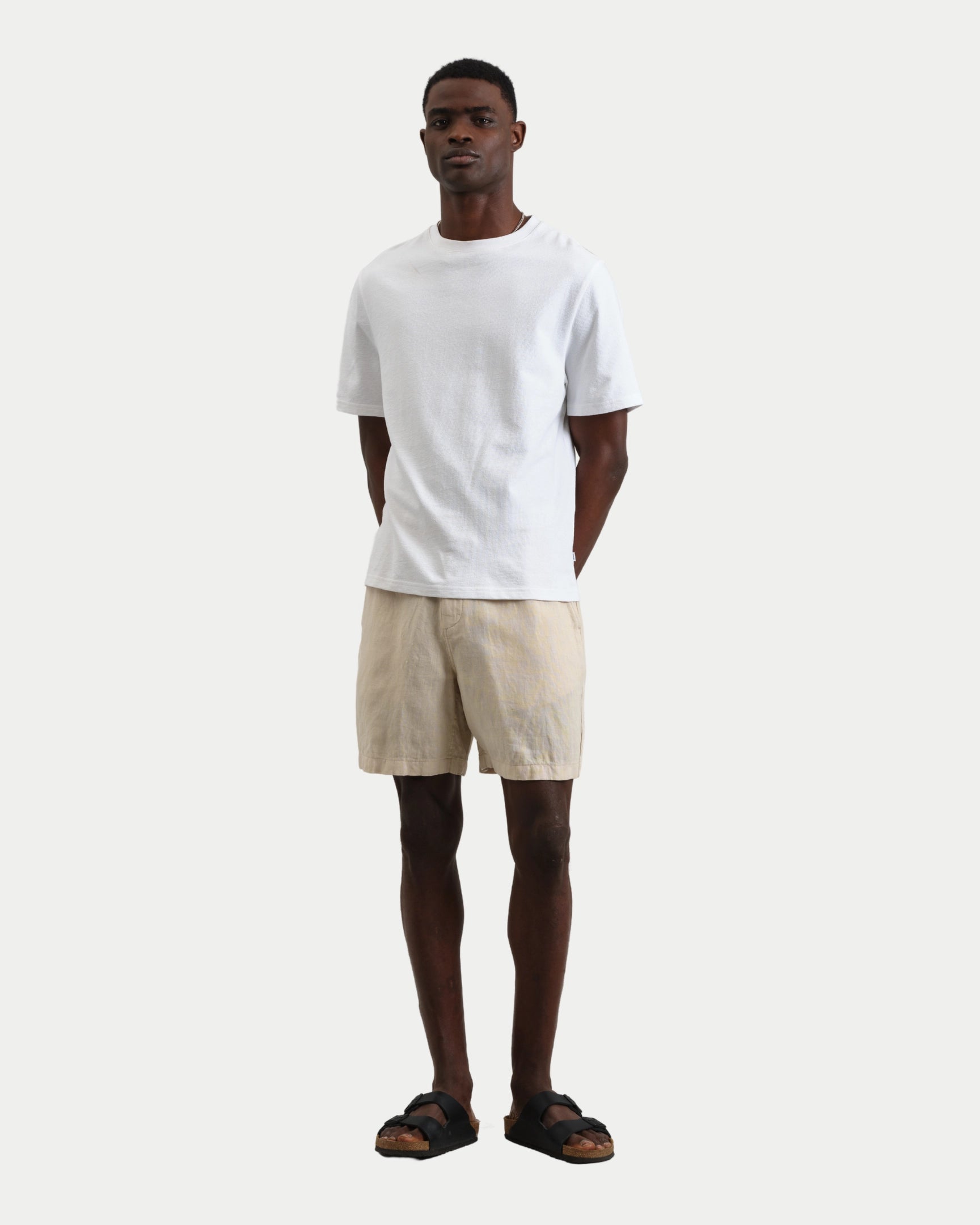 Kurt Washed Linen Shorts Beige