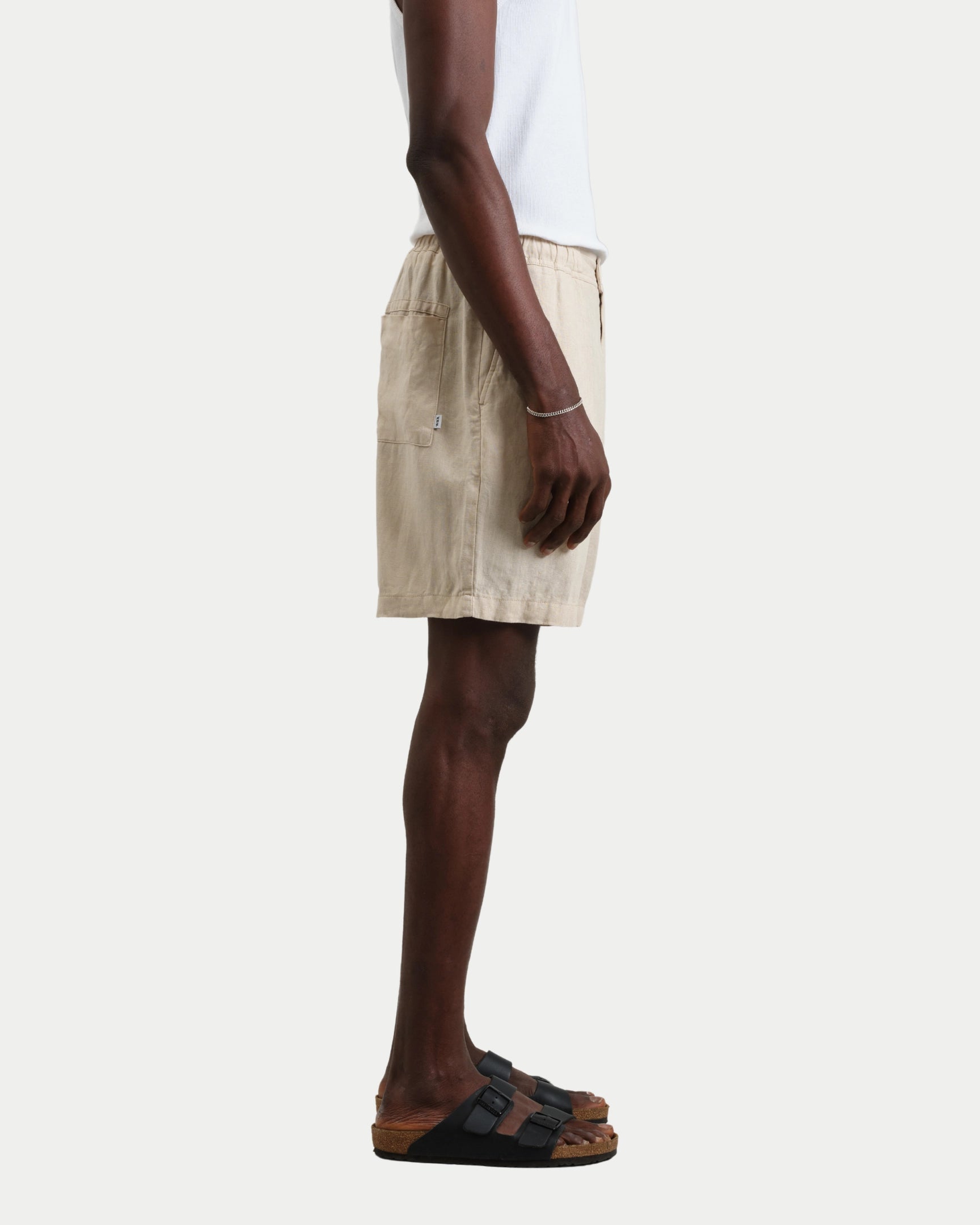 Kurt Washed Linen Shorts Beige