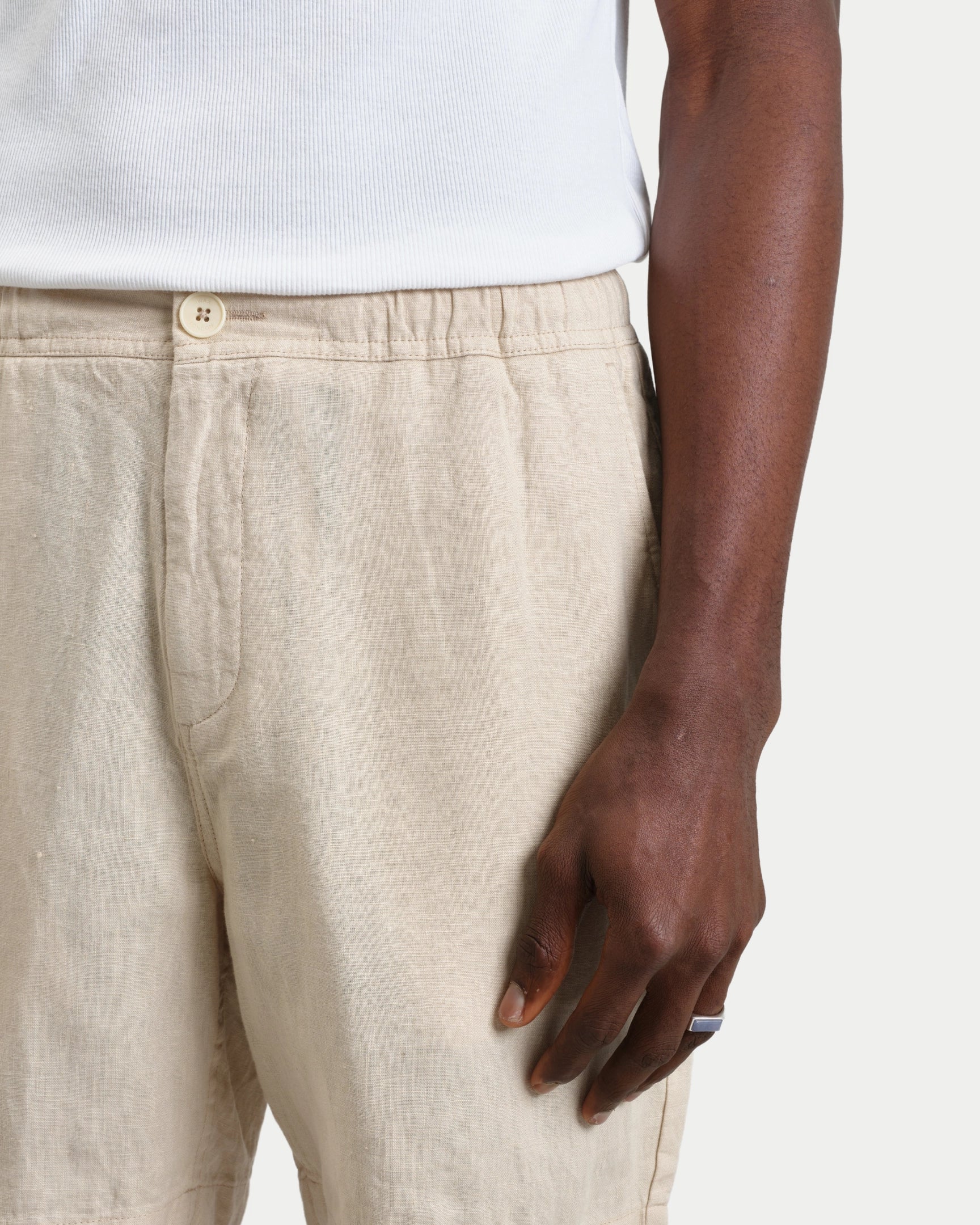 Kurt Washed Linen Shorts Beige
