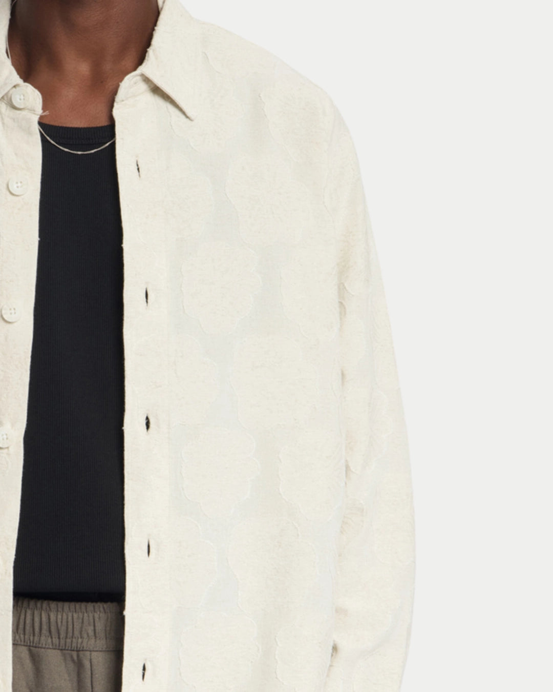 Law Of The Sea Dusk Jacquard Jacket Almond Milk, Creme overshirt van katoen | Stuen Store Tilburg