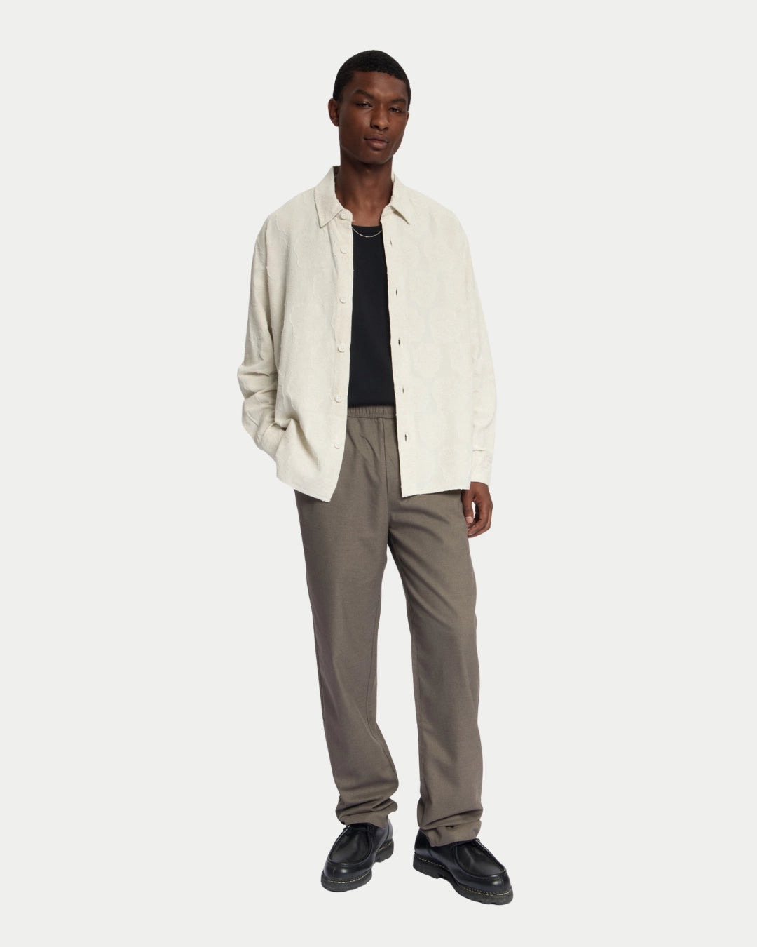 Law Of The Sea Dusk Jacquard Jacket Almond Milk, Creme overshirt van katoen | Stuen Store Tilburg