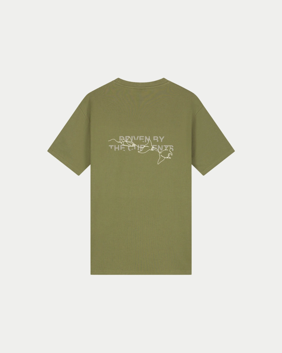 Law Of The Sea Journey Artwork T-shirt Martini Olive, Relaxte pasvorm groen t-shirt van 100% katoen | Stuen Store Tilburg