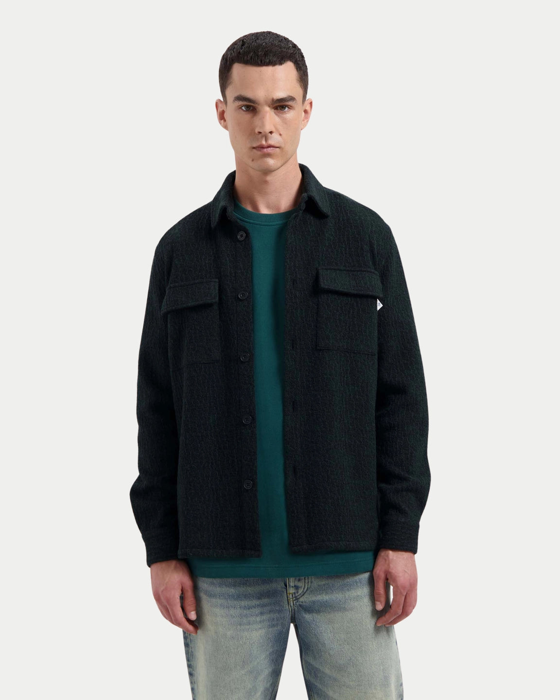 Omnia Technical Wool Blend Shirt Pine Green