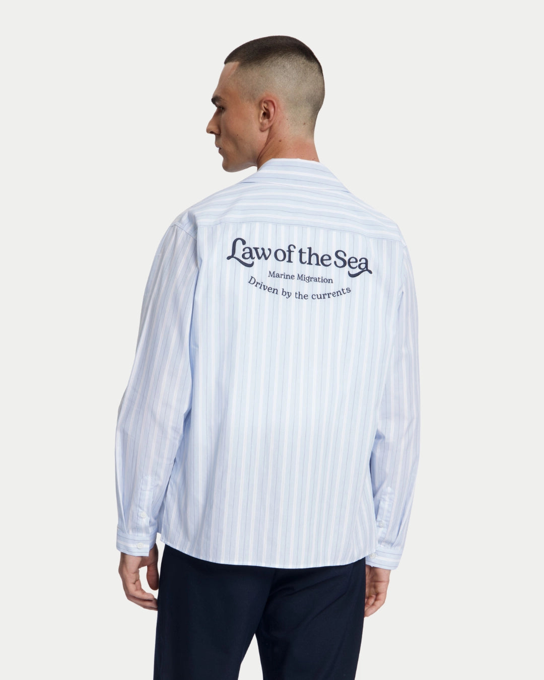 Law Of The Sea Squall Yarn Died Striped Shirt Light Blue, Blauw overhemd van oxford | Stuen Store Tilburg